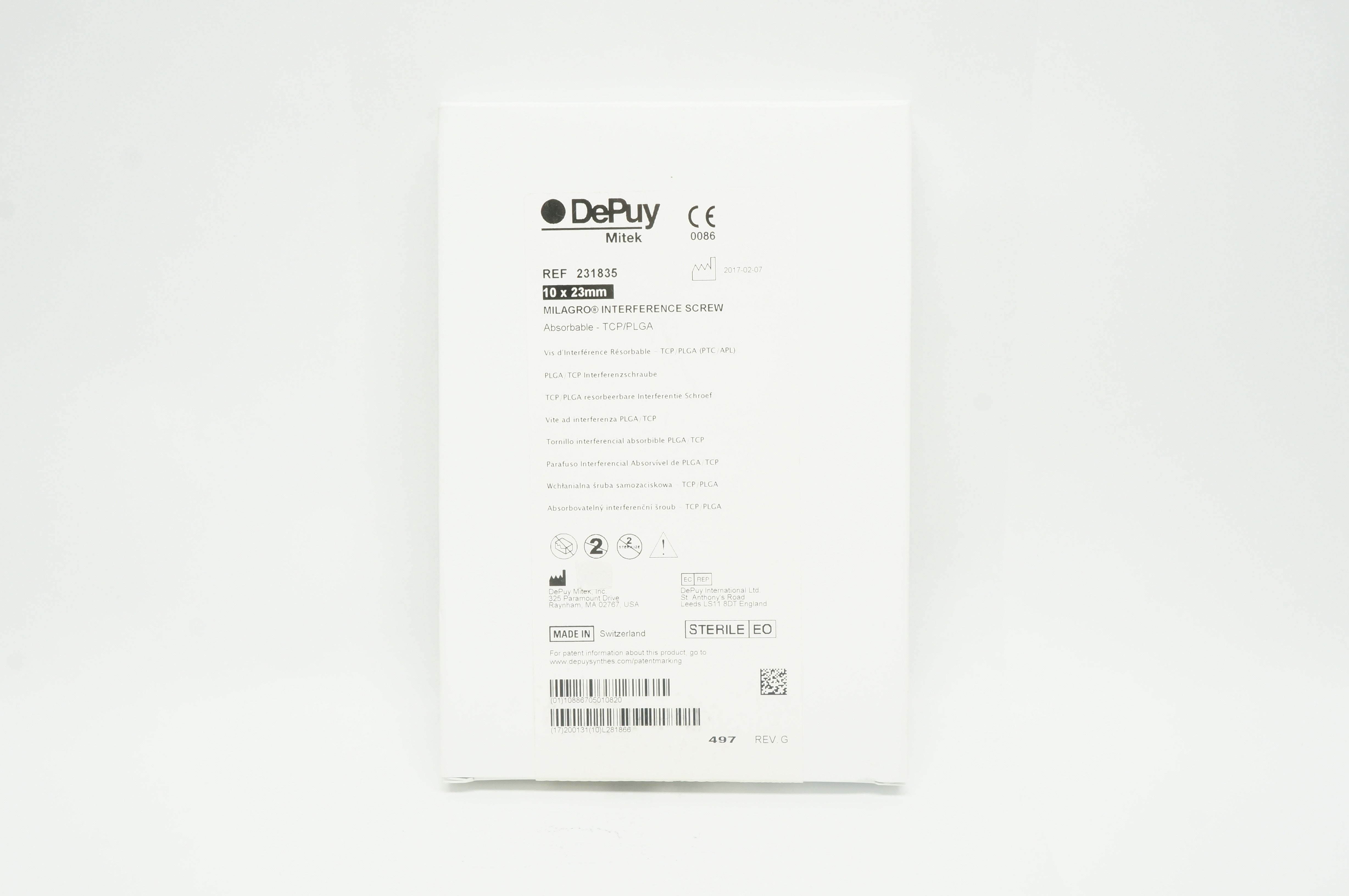 DePuy 231835 Milagro Interference Screw 10 x 23mm (x)