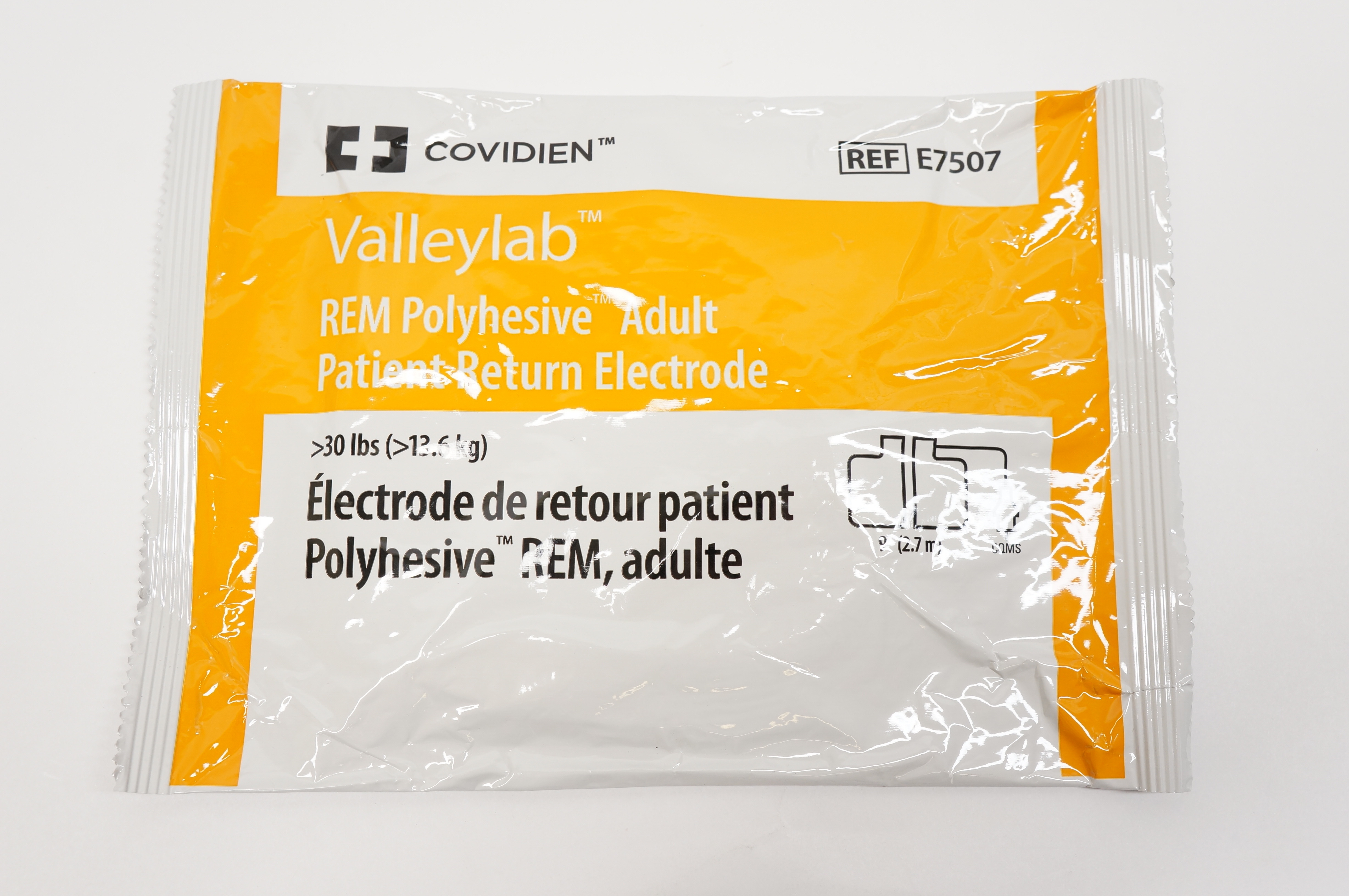 Covidien E7507 Valleylab REM Polyhesive Adult Patient Return Electrode >30lbs
