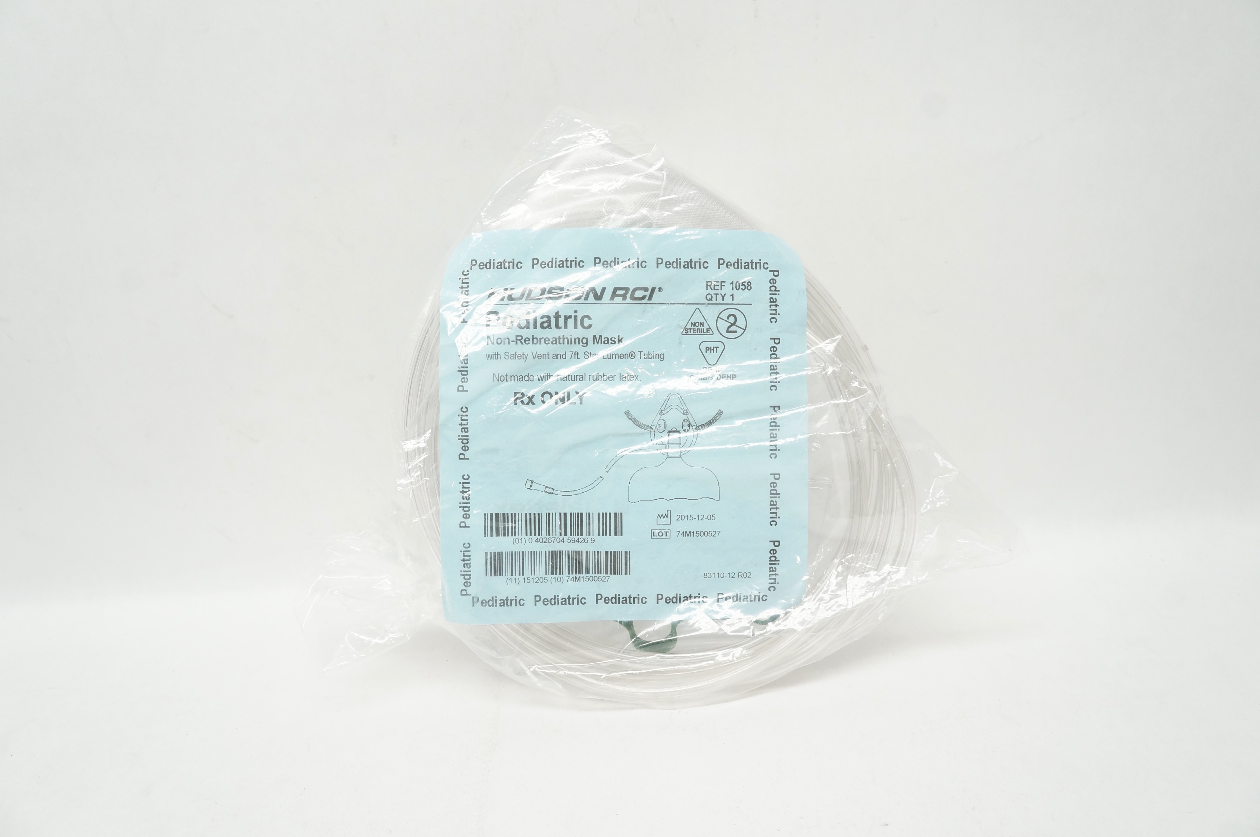 Hudson RCI 1058 Pediatric Non-Rebreathing Mask with Safety Vent & 7Ft. Tubing