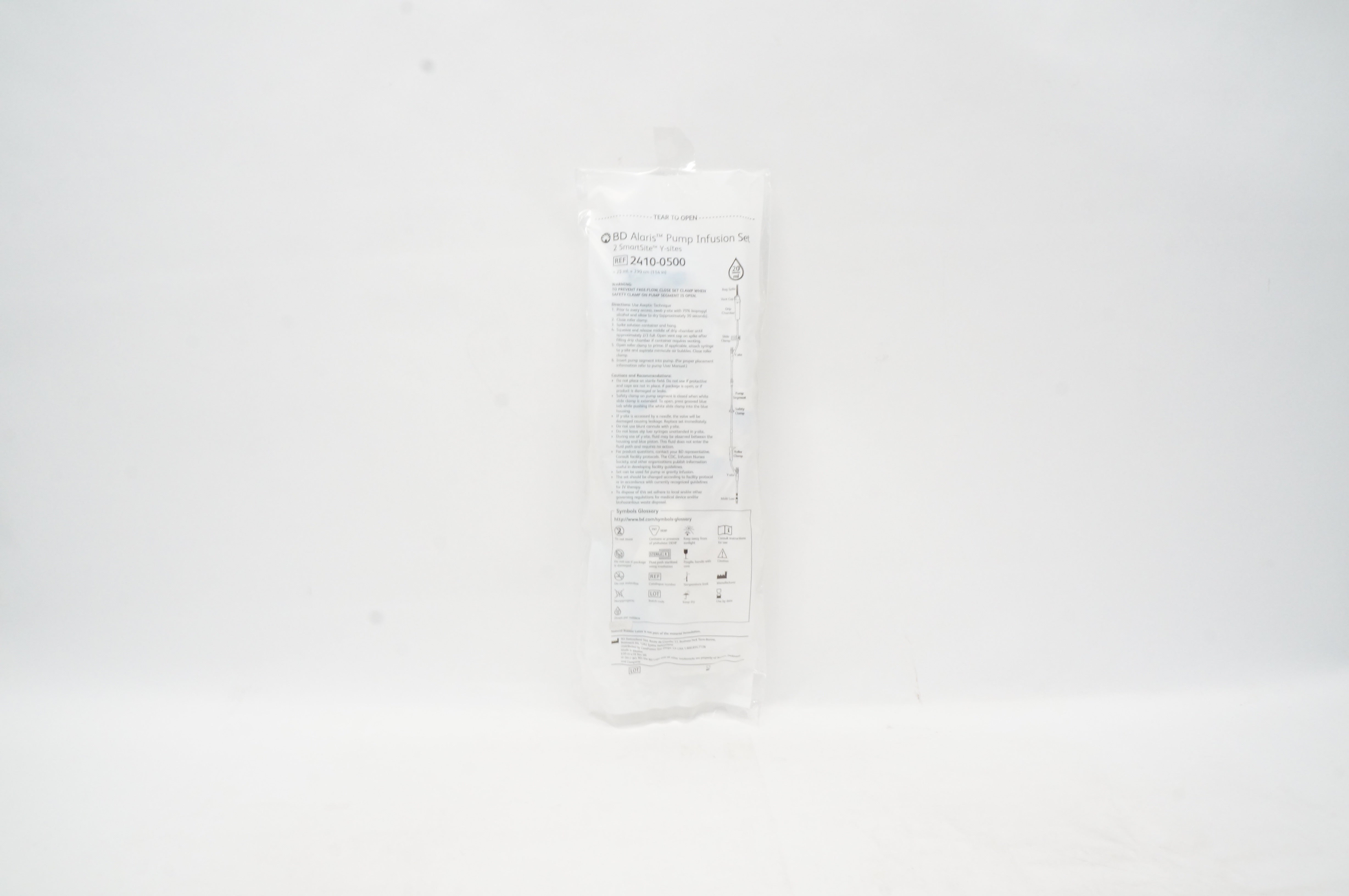 BD 2410-0500 Alaris Pump Infusion Set 25 ml 114 inch 2 SmartSite Y-sites