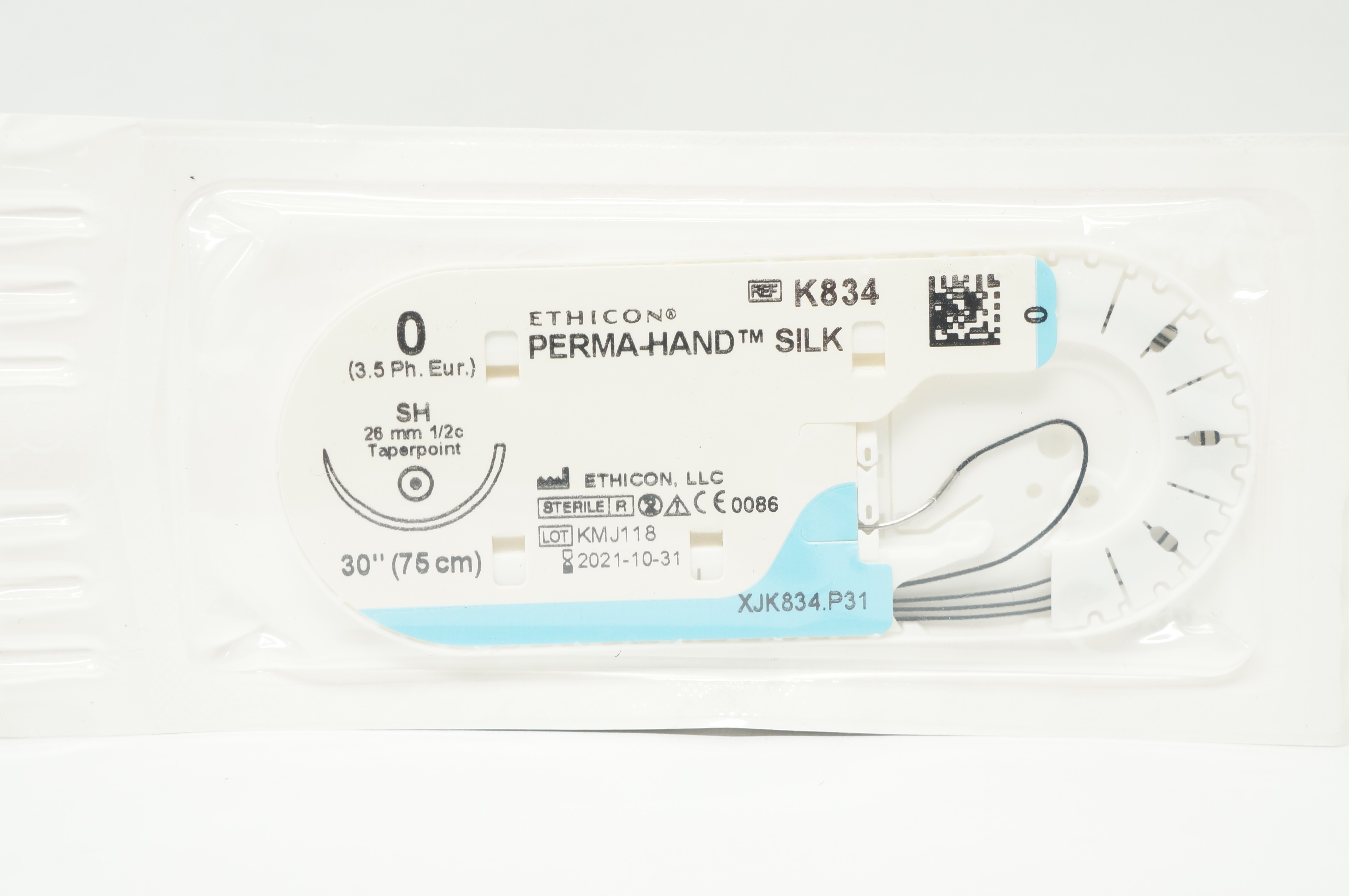 Ethicon K834 0 Perma-Hand Silk SH 26mm 1/2c Taper, 30inch (x)