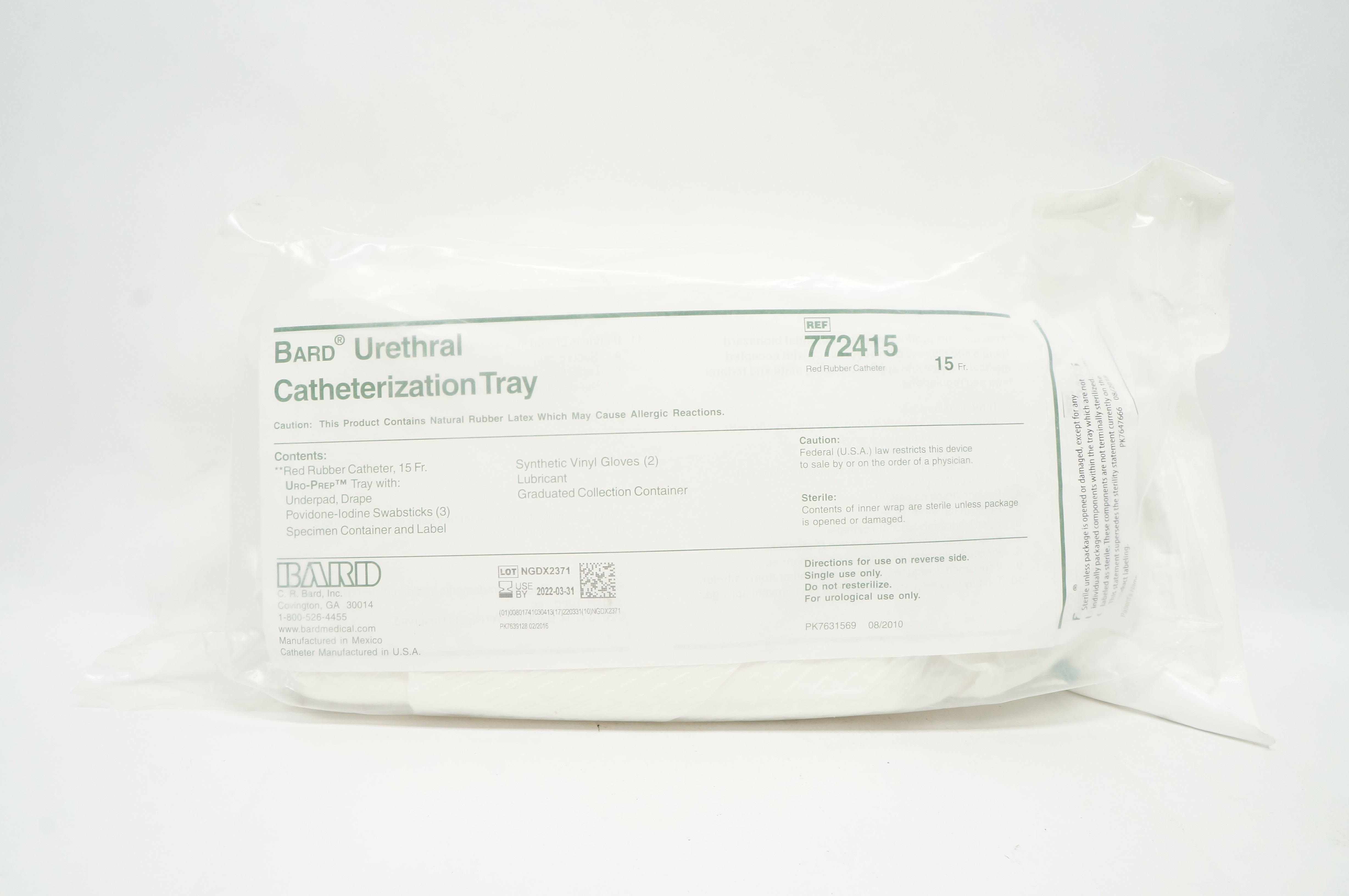 Bard 772415 Urethral Catheterization Tray 15Fr.