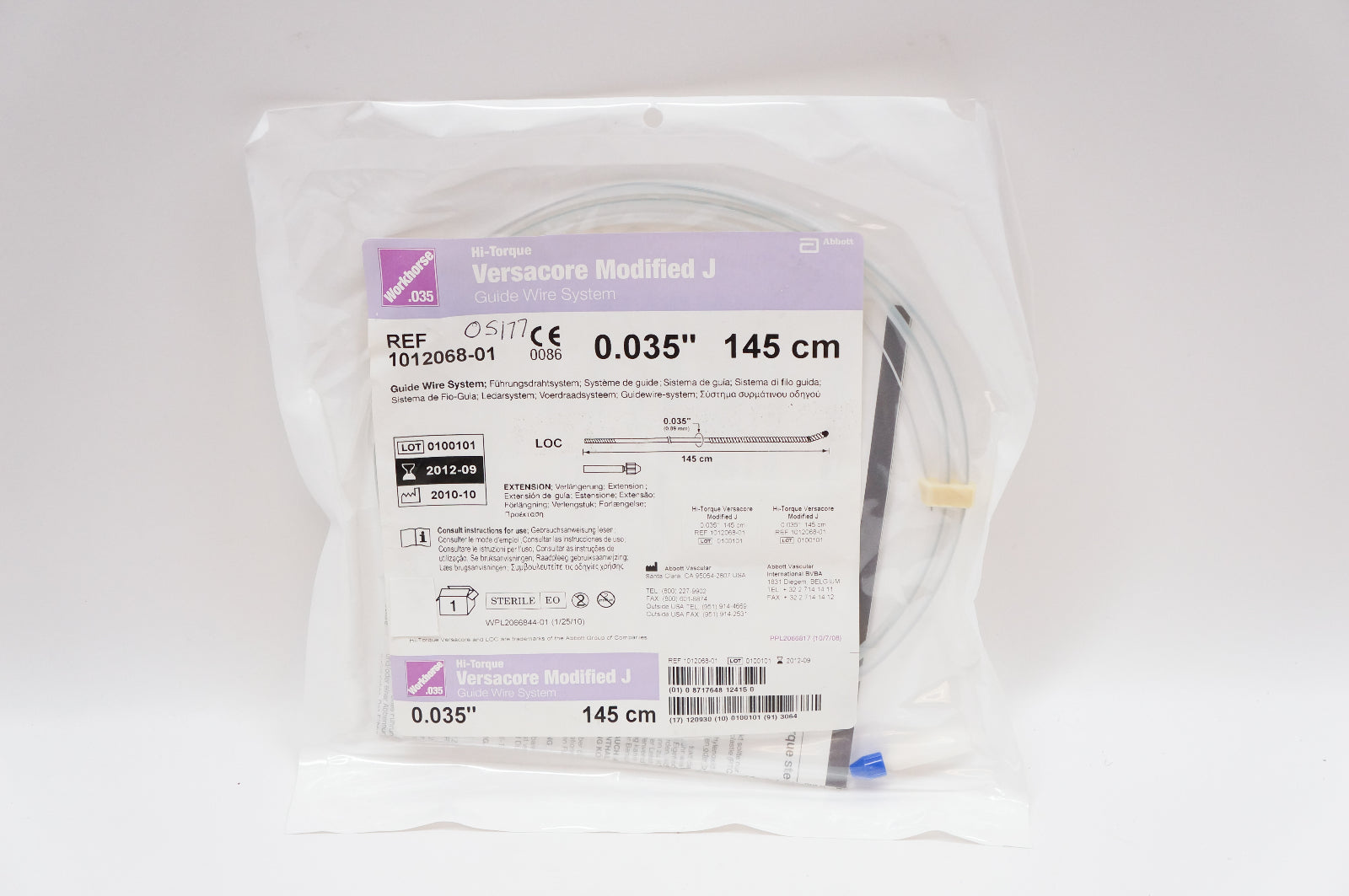 Abbott 1012068-01 Hi-Torque Versacore Modified J Guide Wire 0.035inch x 145cm(x)