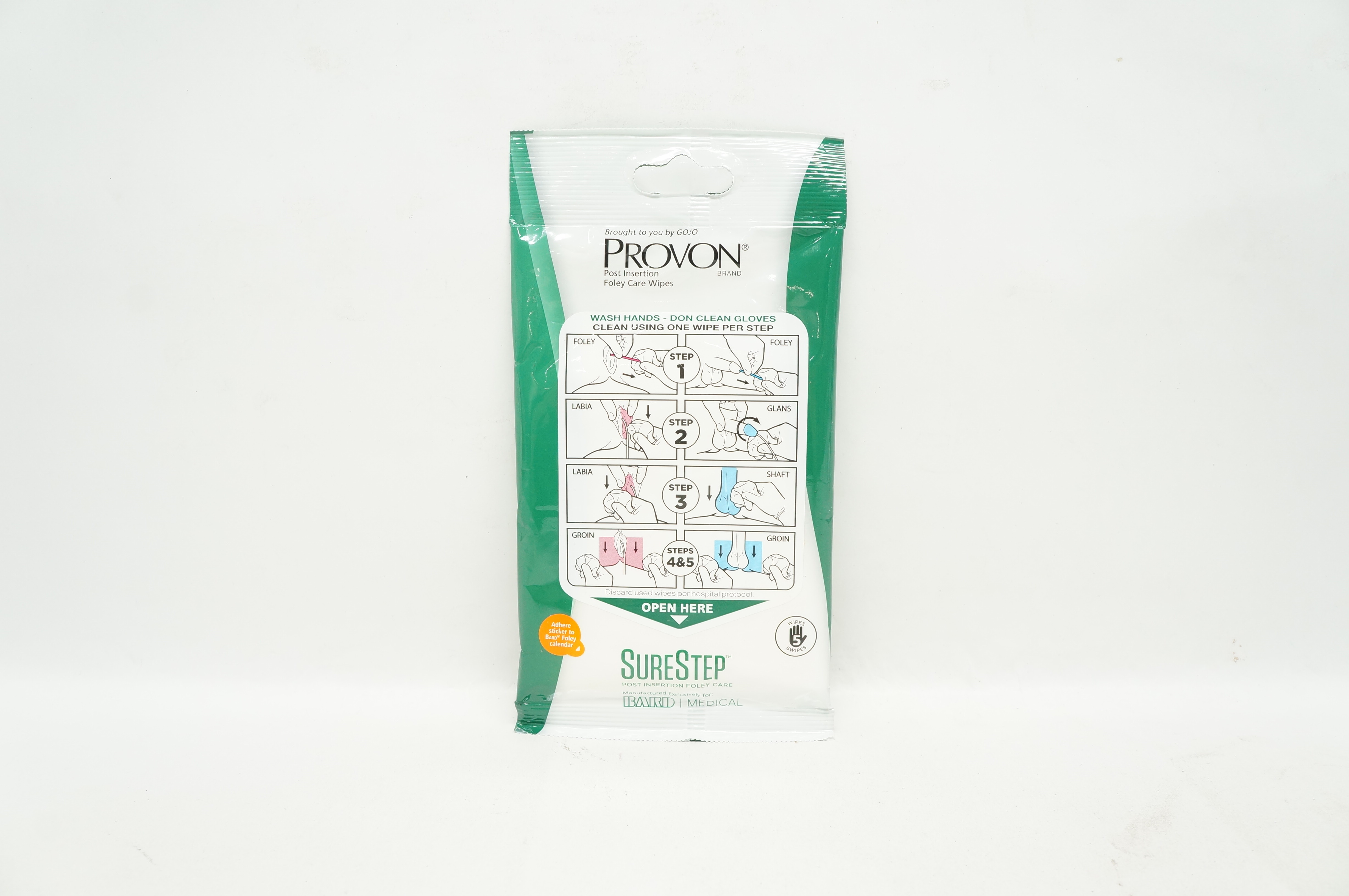 Bard DFC100 SURESTEP Post Insertion Foley Care Wipes 7.9 x 7.9in. (x)