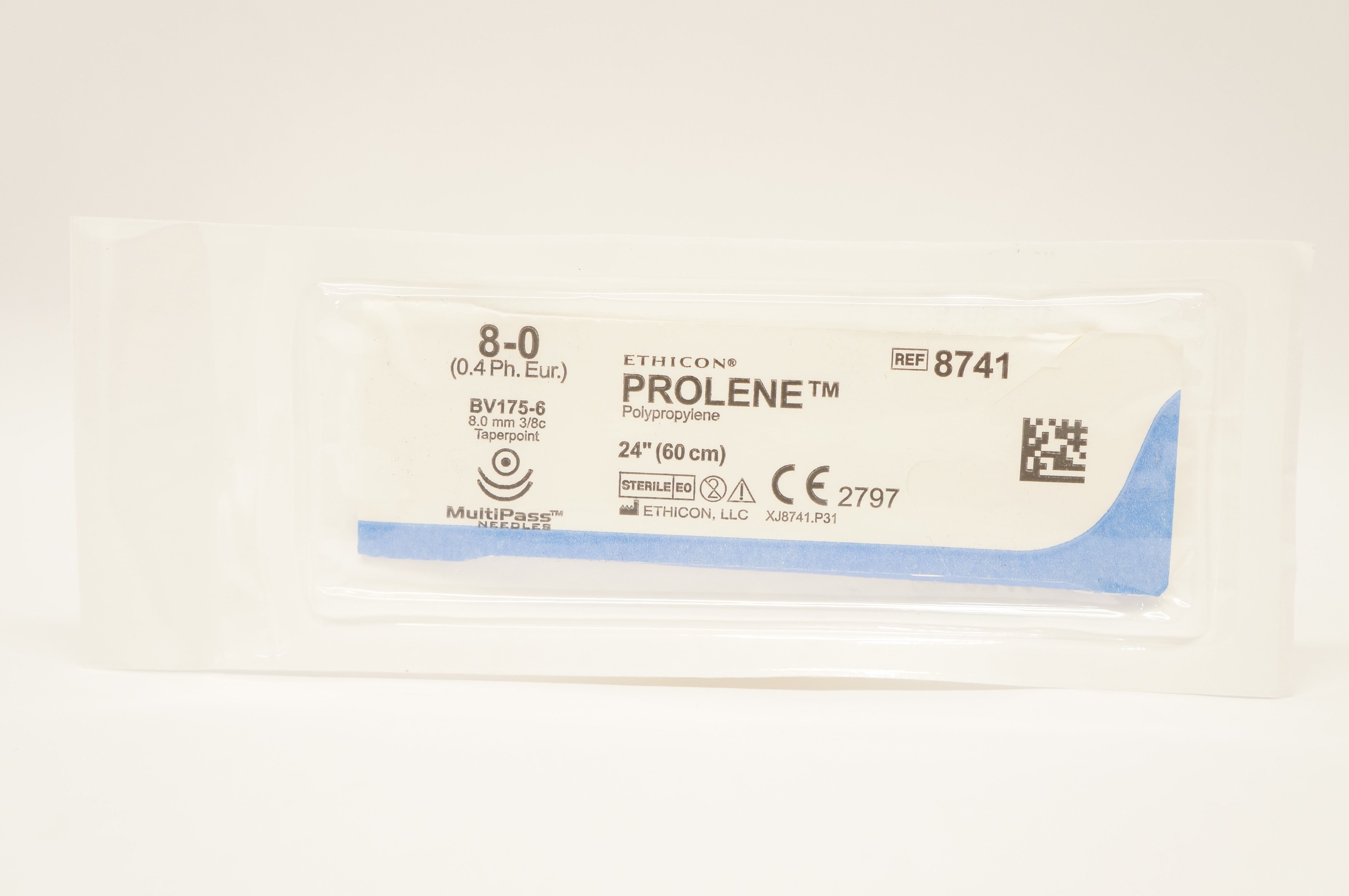 Ethicon 8741 8-0 Prolene Polypropylene Stre BV175-6 8.0mm 3/8c Taperpoint 24inch