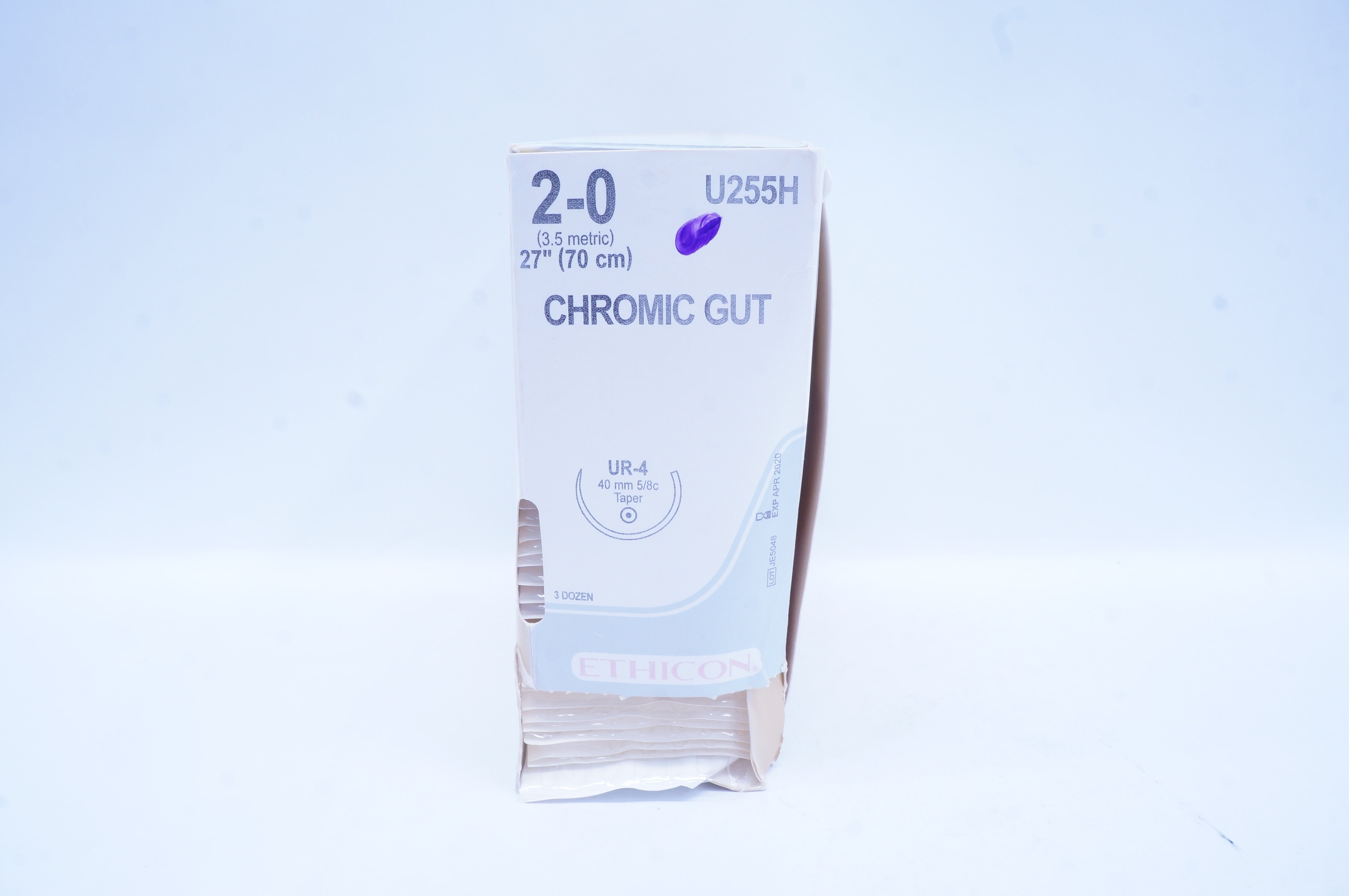 Ethicon U255H 2-0 Chromic Gut UR-4 40mm 5/8c Taper 27inch (x) - Box of 3 Dozen