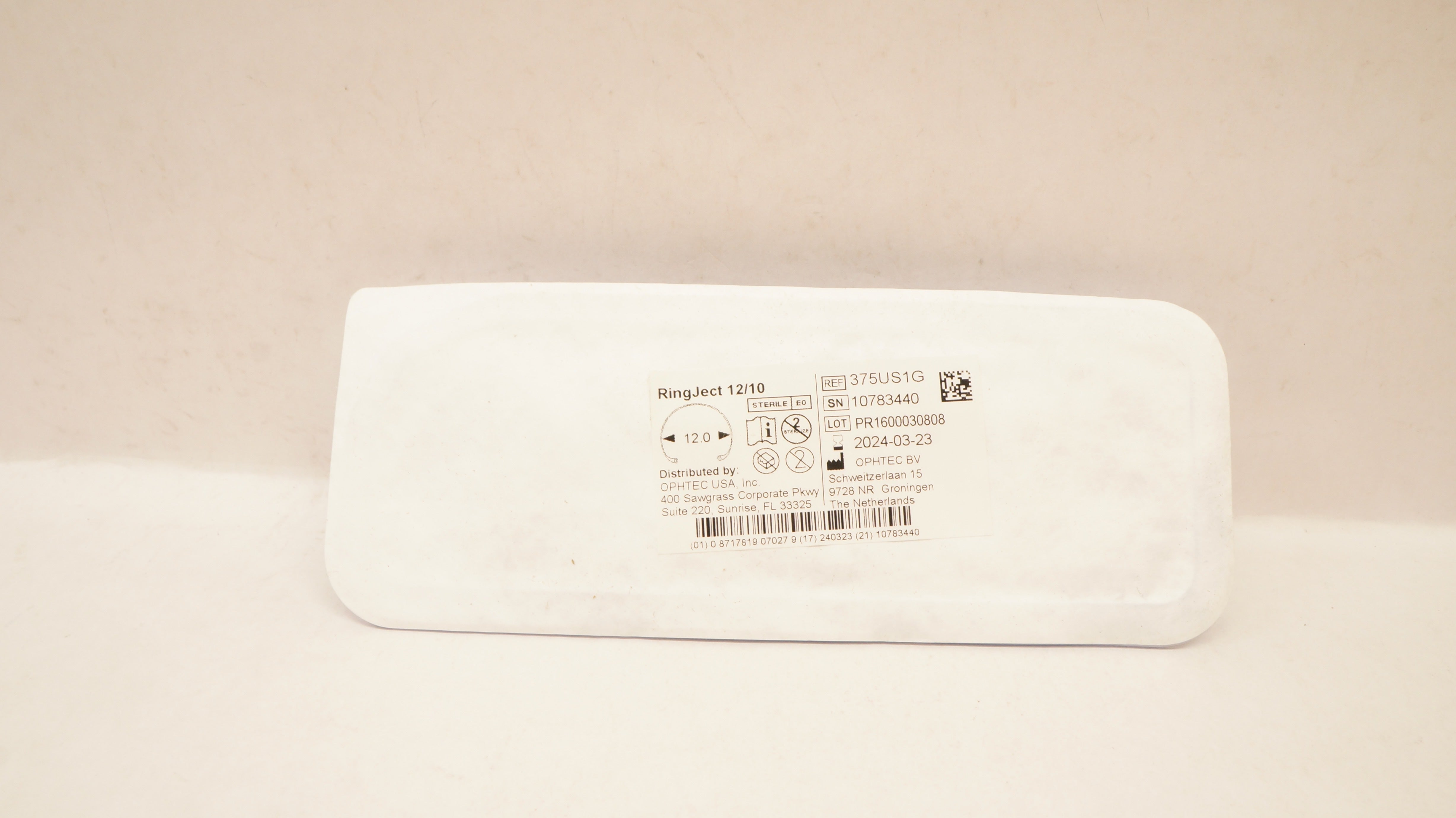 Ophtec BV 375US1G RingJect 12/10 Pre Loaded Disposable CTR Injector, Beveled Tip