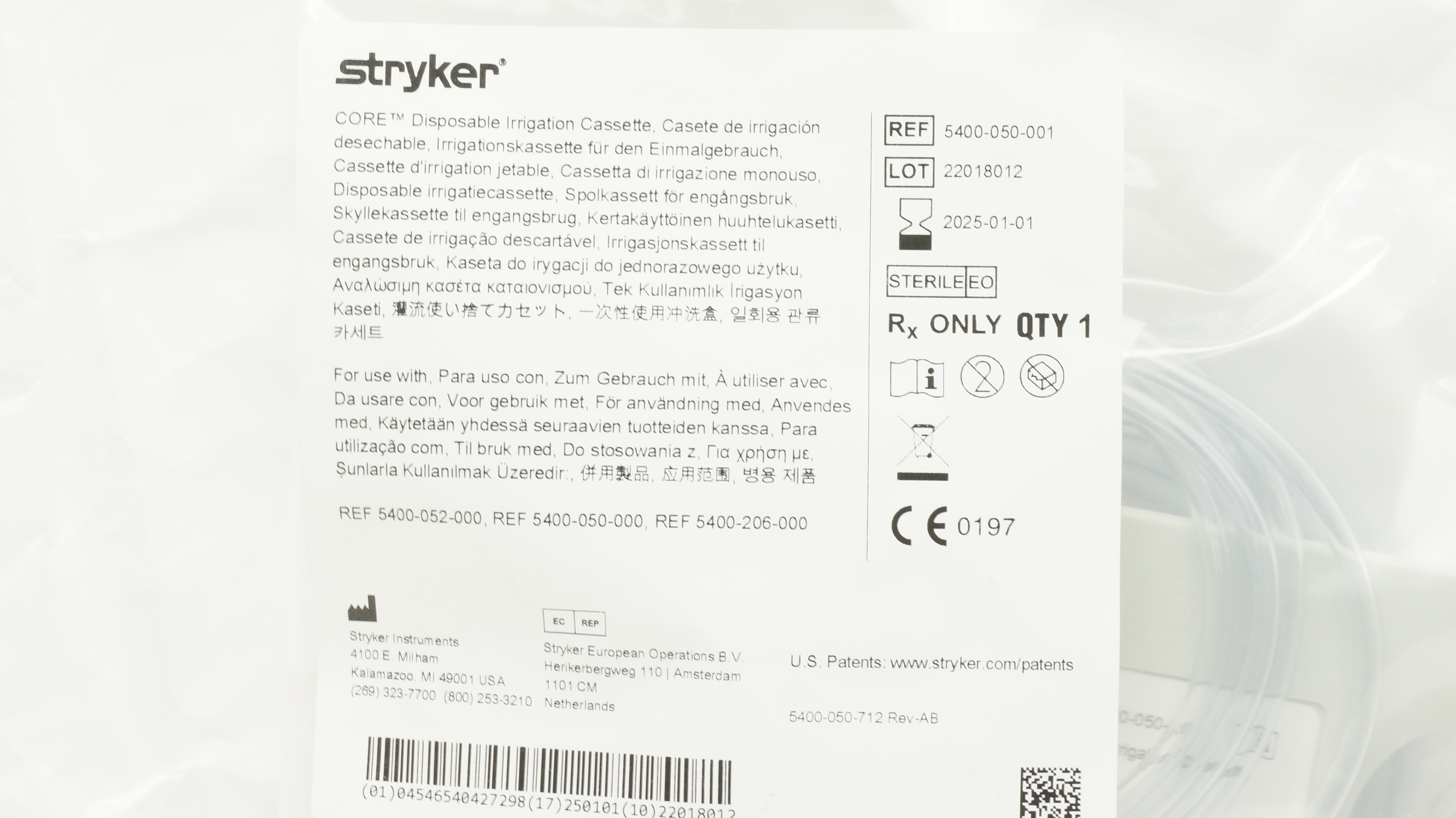 Stryker 5400-050-001 Core Disposable Irrigation Cassette (x)