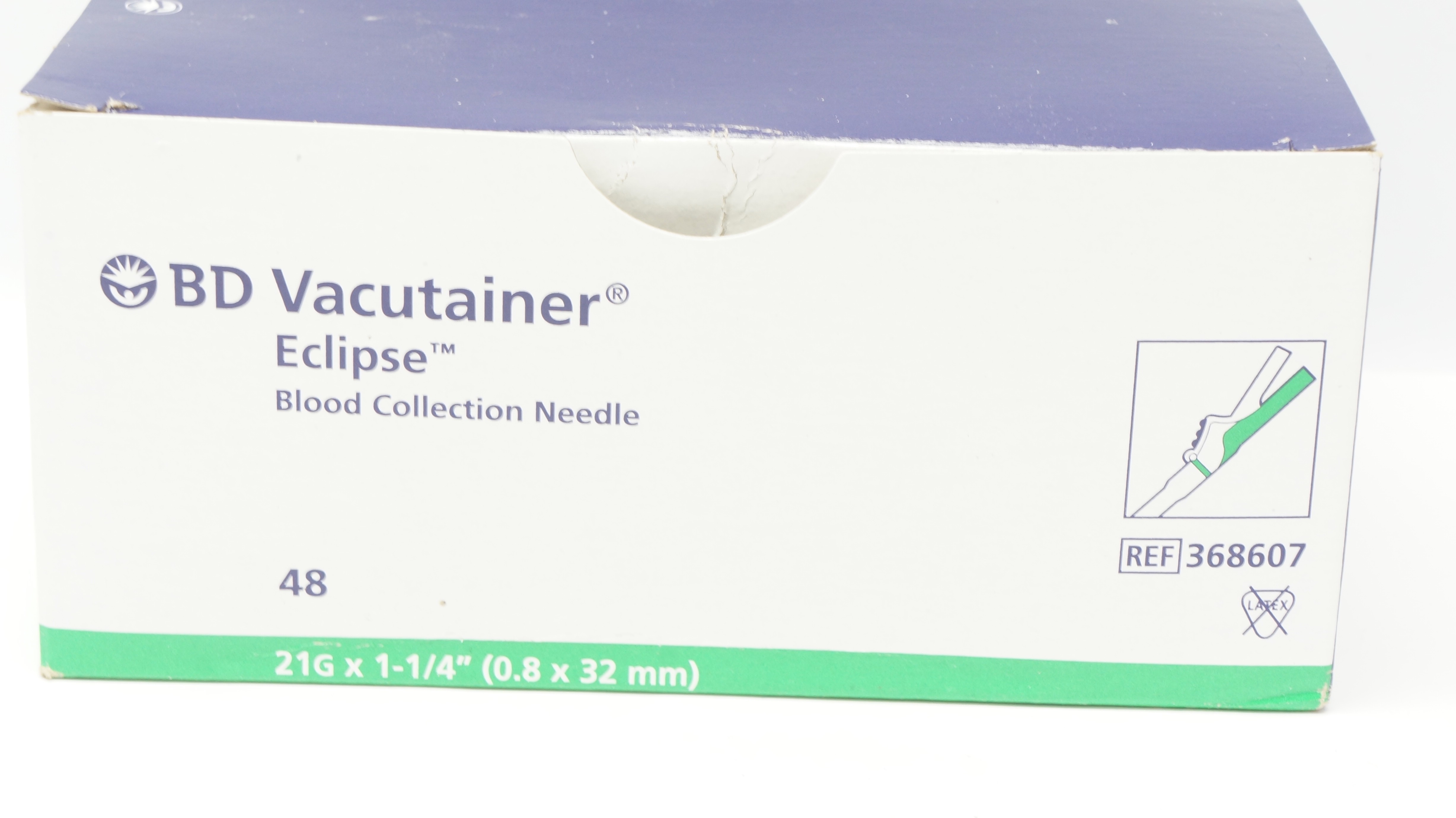 BD 368607 Vacutainer Eclipse Blood Collection Ndle 21G x 1-1/4inch - Box of 22