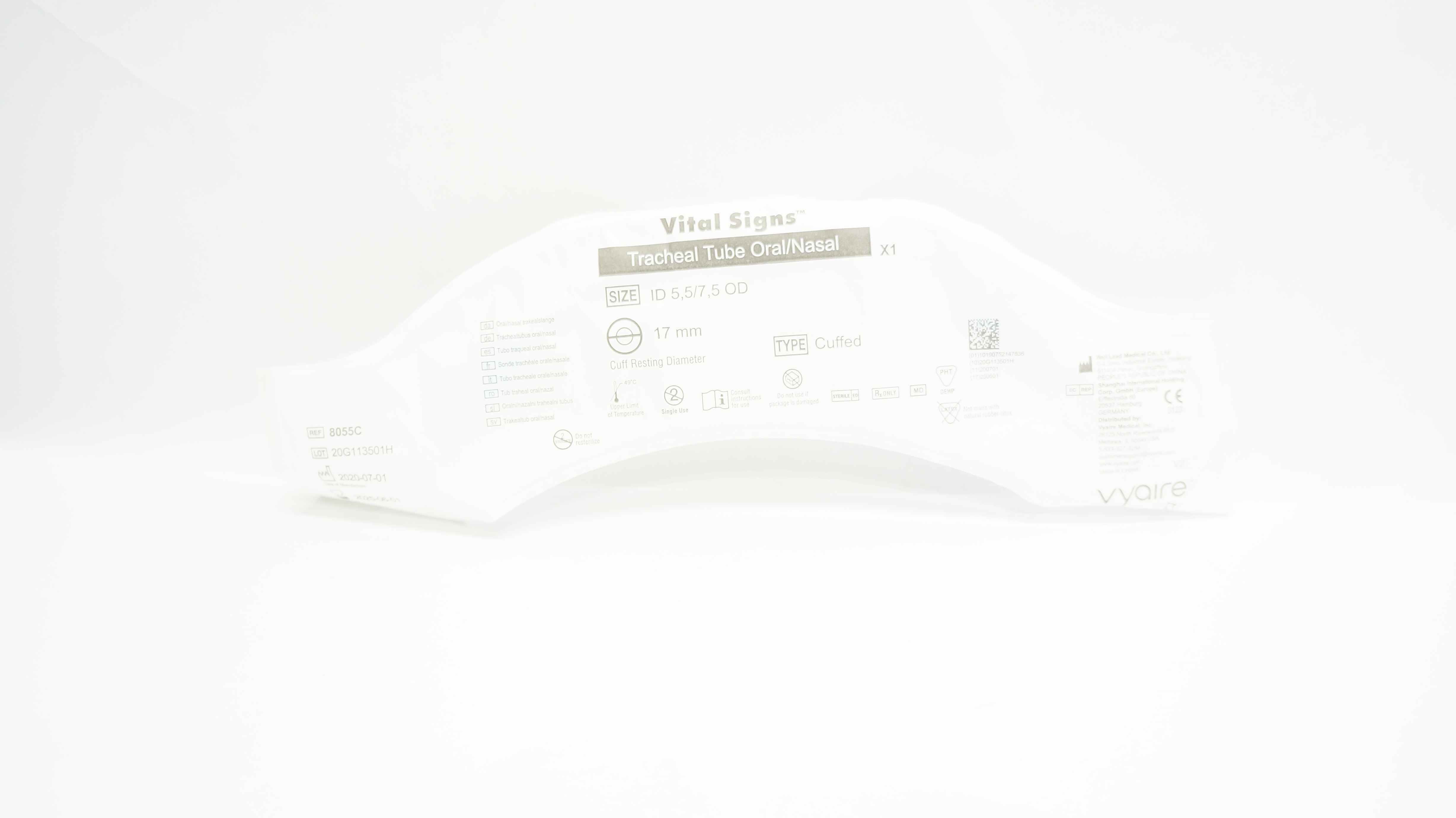 Well Lead 8055C  Vital Signs Tracheal Tube Oral/Nasal ID 5,5/7,5 OD, 17mm