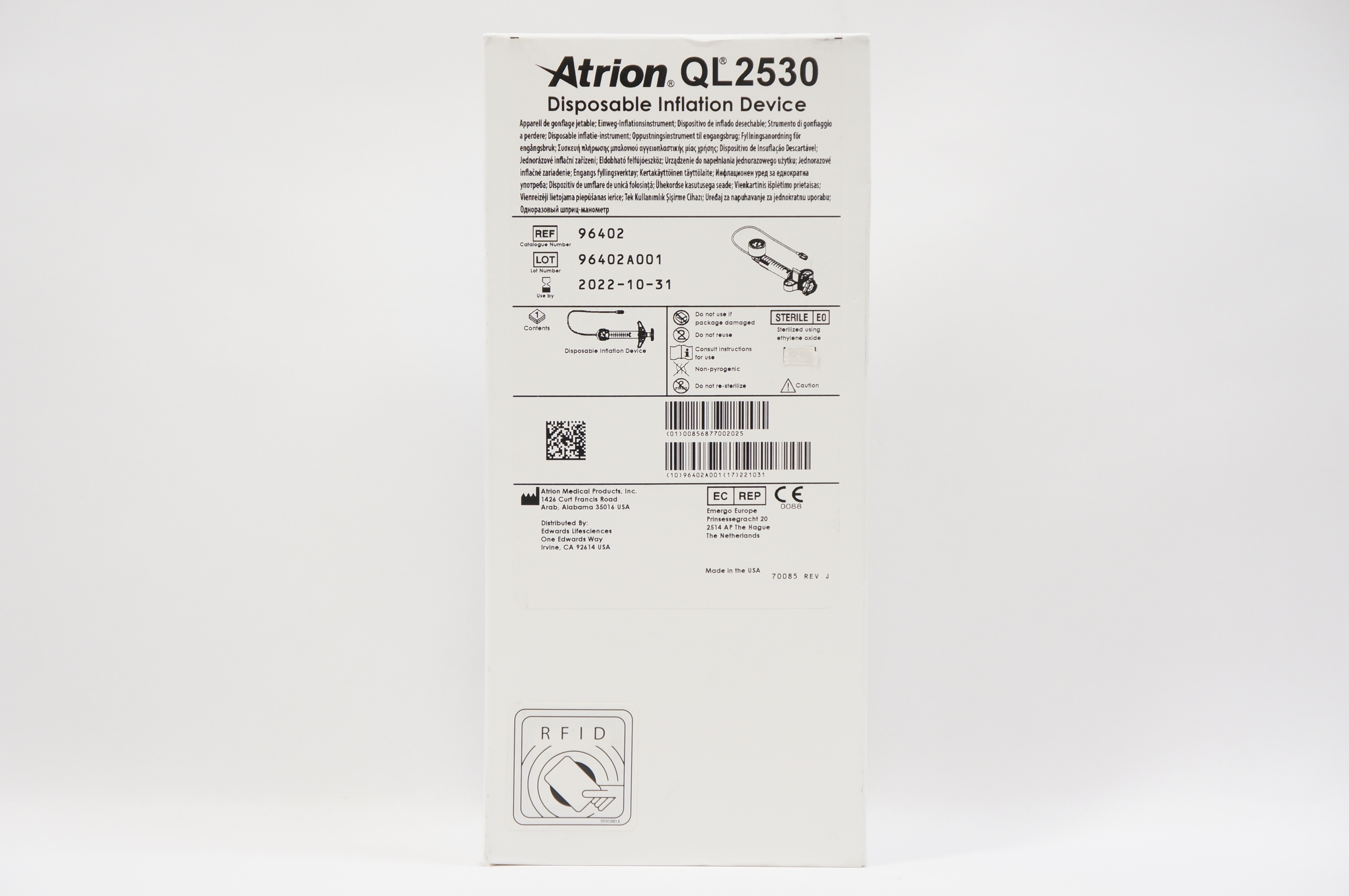 Atrion 96402 QL2530 Disposable Inflation Device