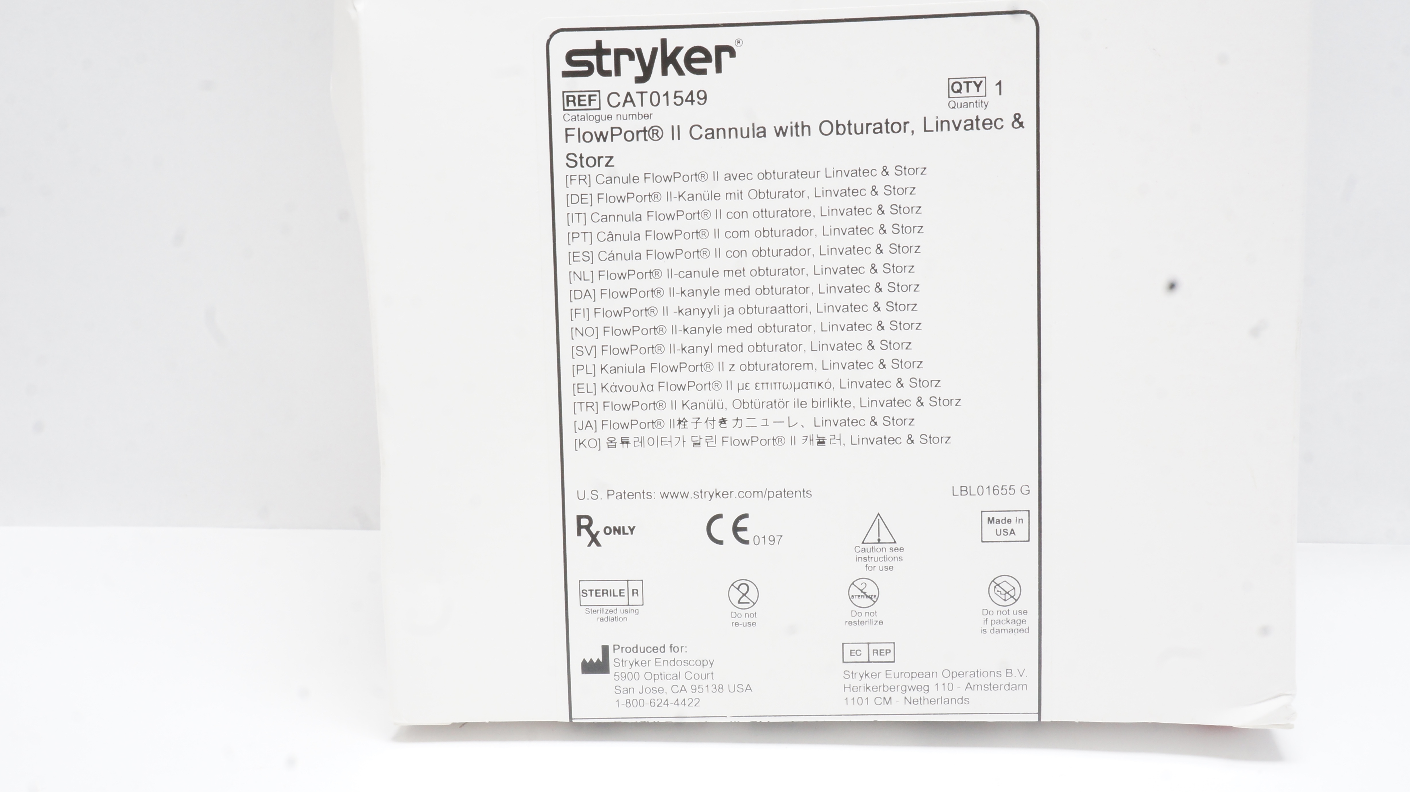 Stryker CAT01549 FlowPort II Cannula W/Obturator, Linvatec & Storz