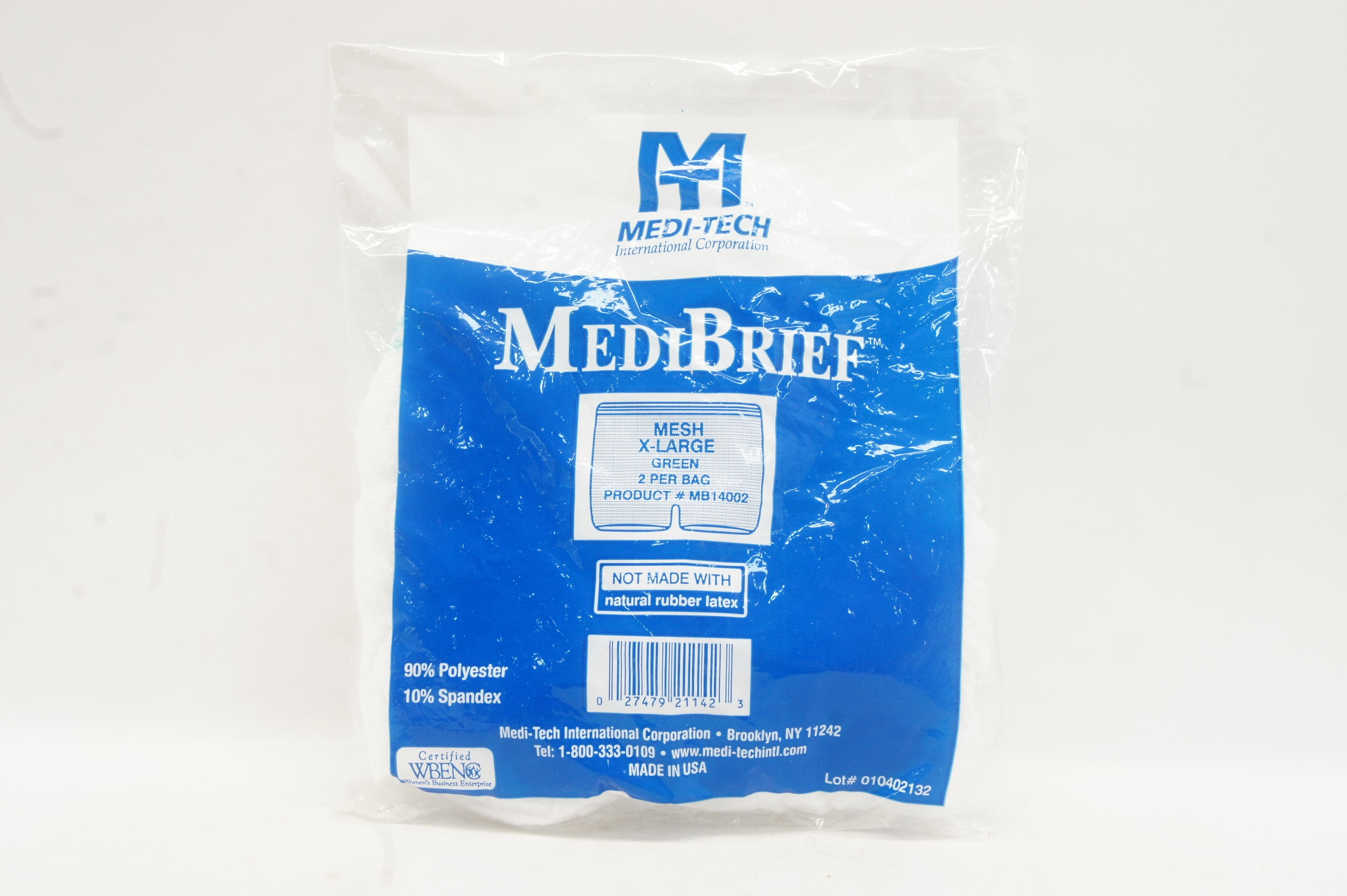 Medi-Tech MB14002 Medi-Brief Mesh X-Large Green - Pack of 2