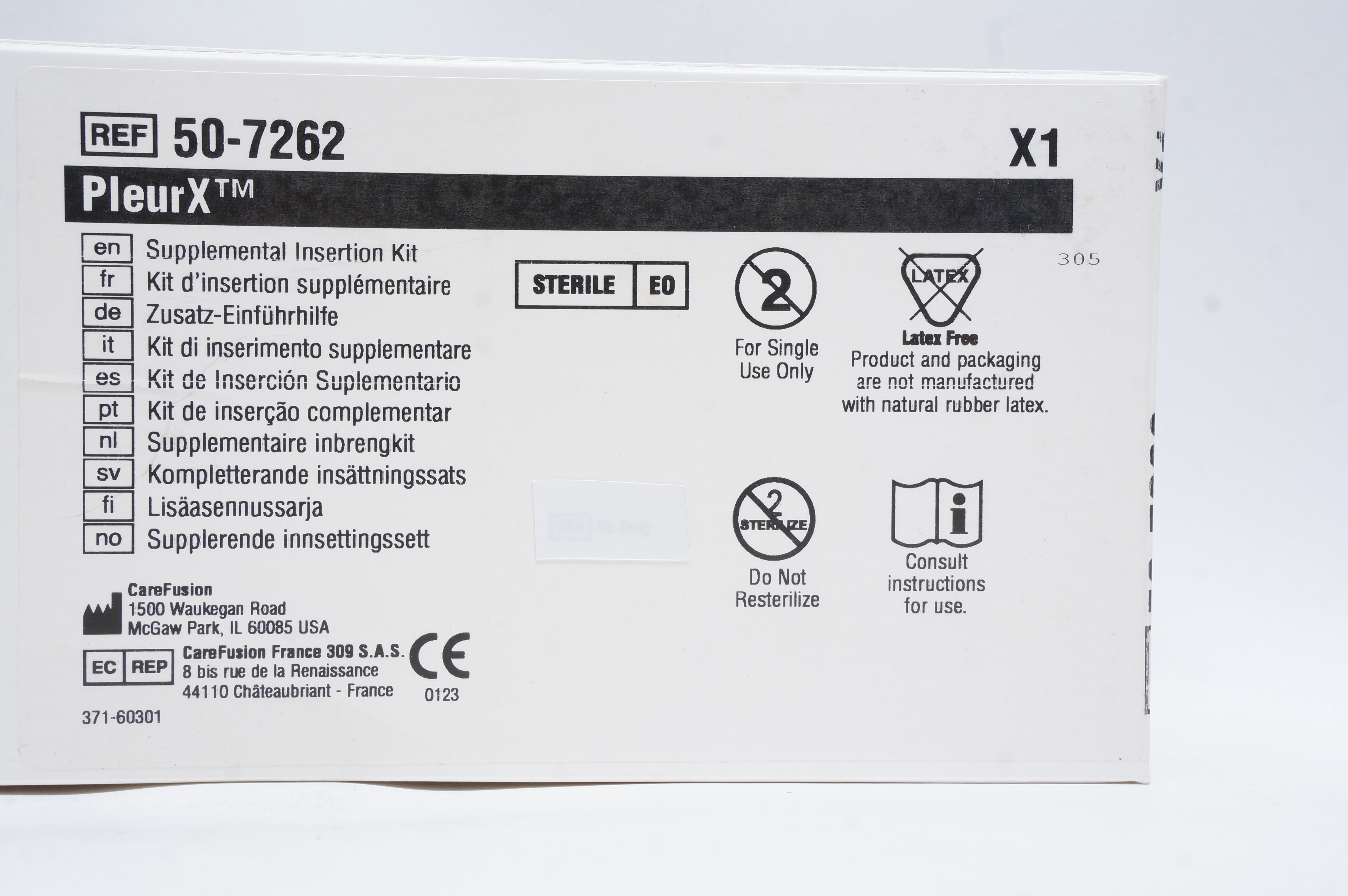 CareFusion 50-7262 PleurX Supplemental Insertion Kit (x)