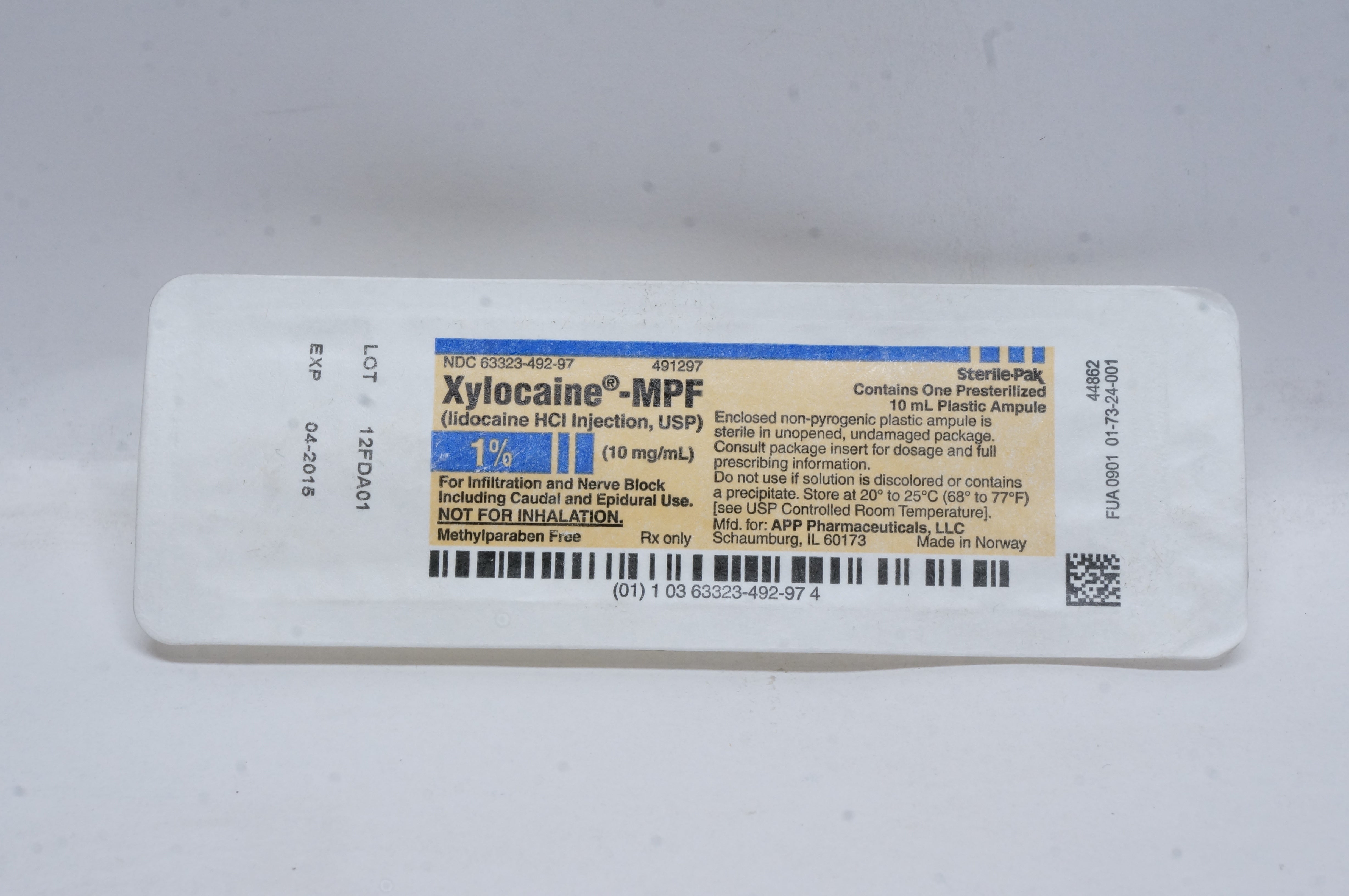 APP Pharmaceuticals 491297 Xylocaine-MPF Lidocaine HCI Injection, USP 1% (x)