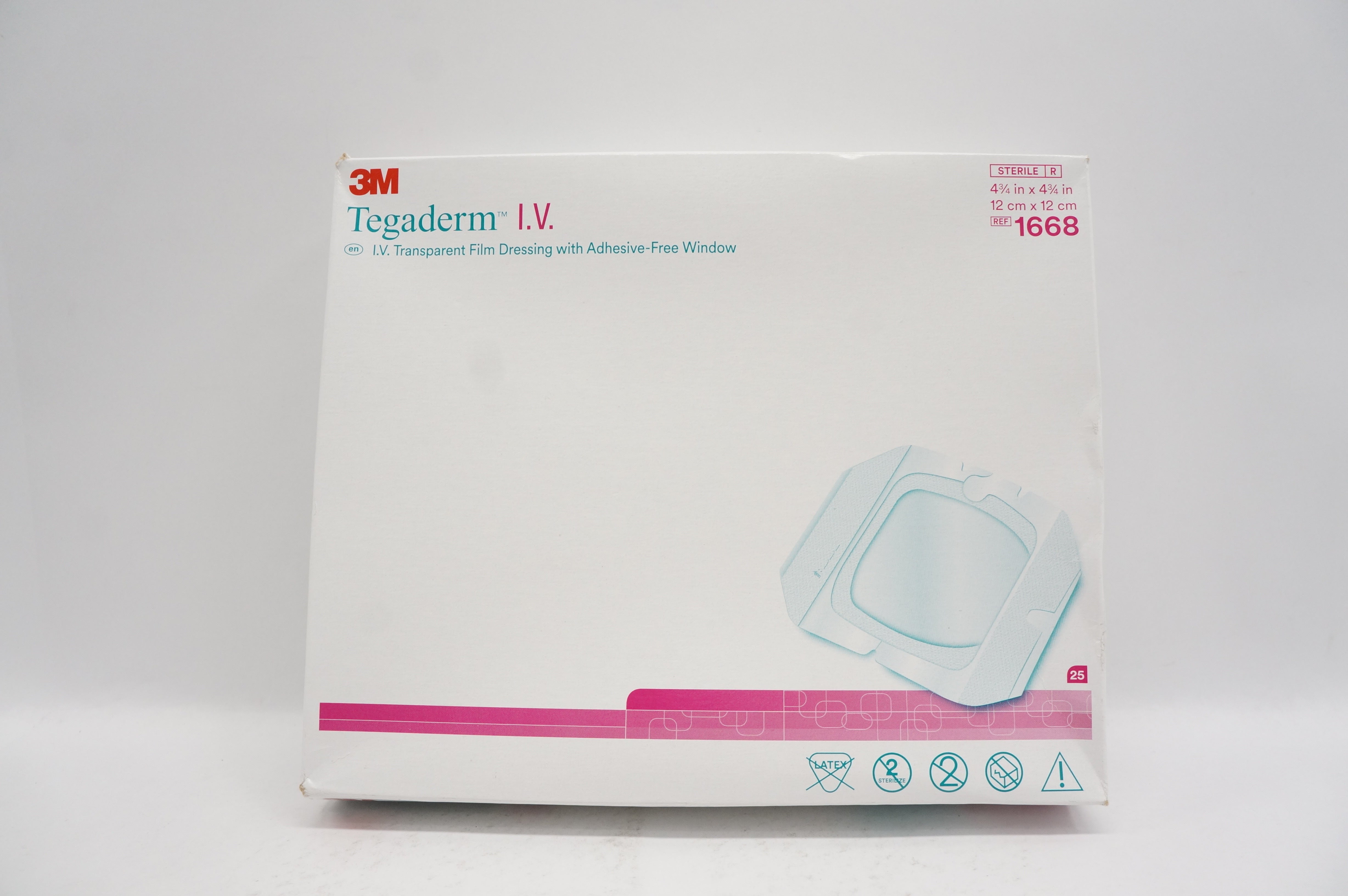3M 1668 Tegaderm I.V. Transparent Film Dressing 4 3/4 x 4 3/4inch - Box of 25