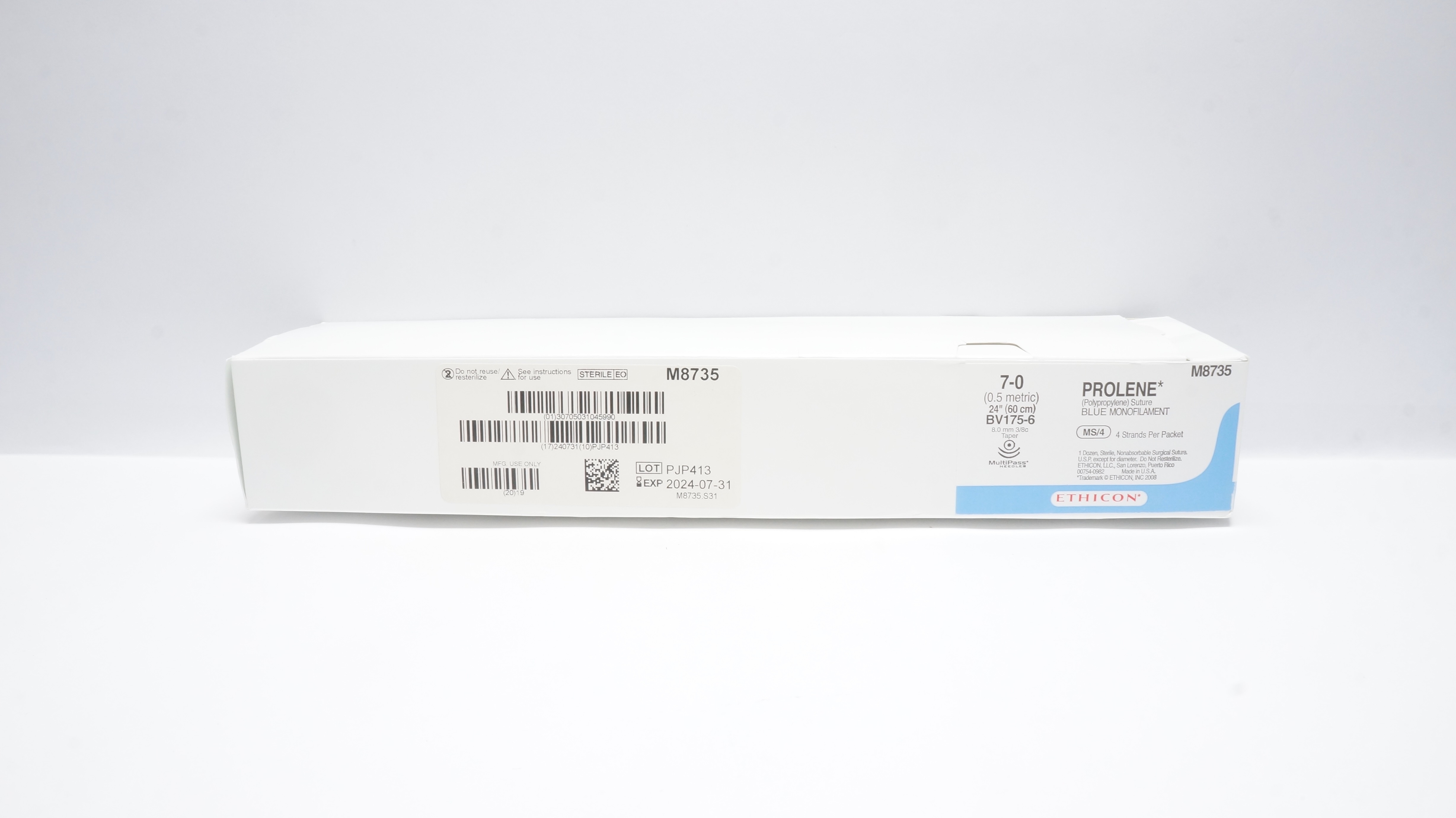 Ethicon M8735 7-0 Prolene Stre BV175-6 8.0mm 3/8c Taper 24inch (x) - Box of 12