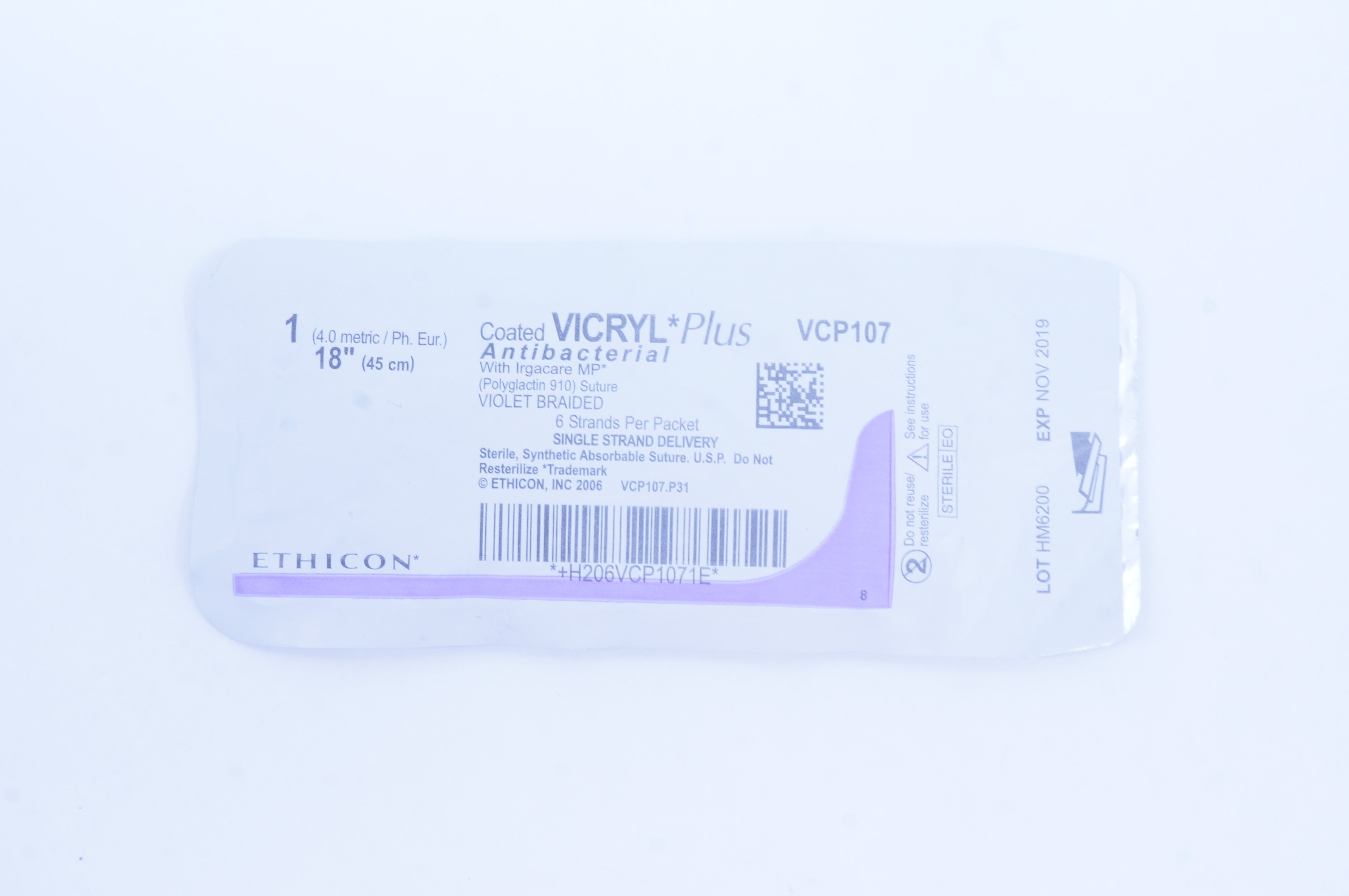 Ethicon VCP107 1 Coated VICRYL Plus Stre 18inch (x)