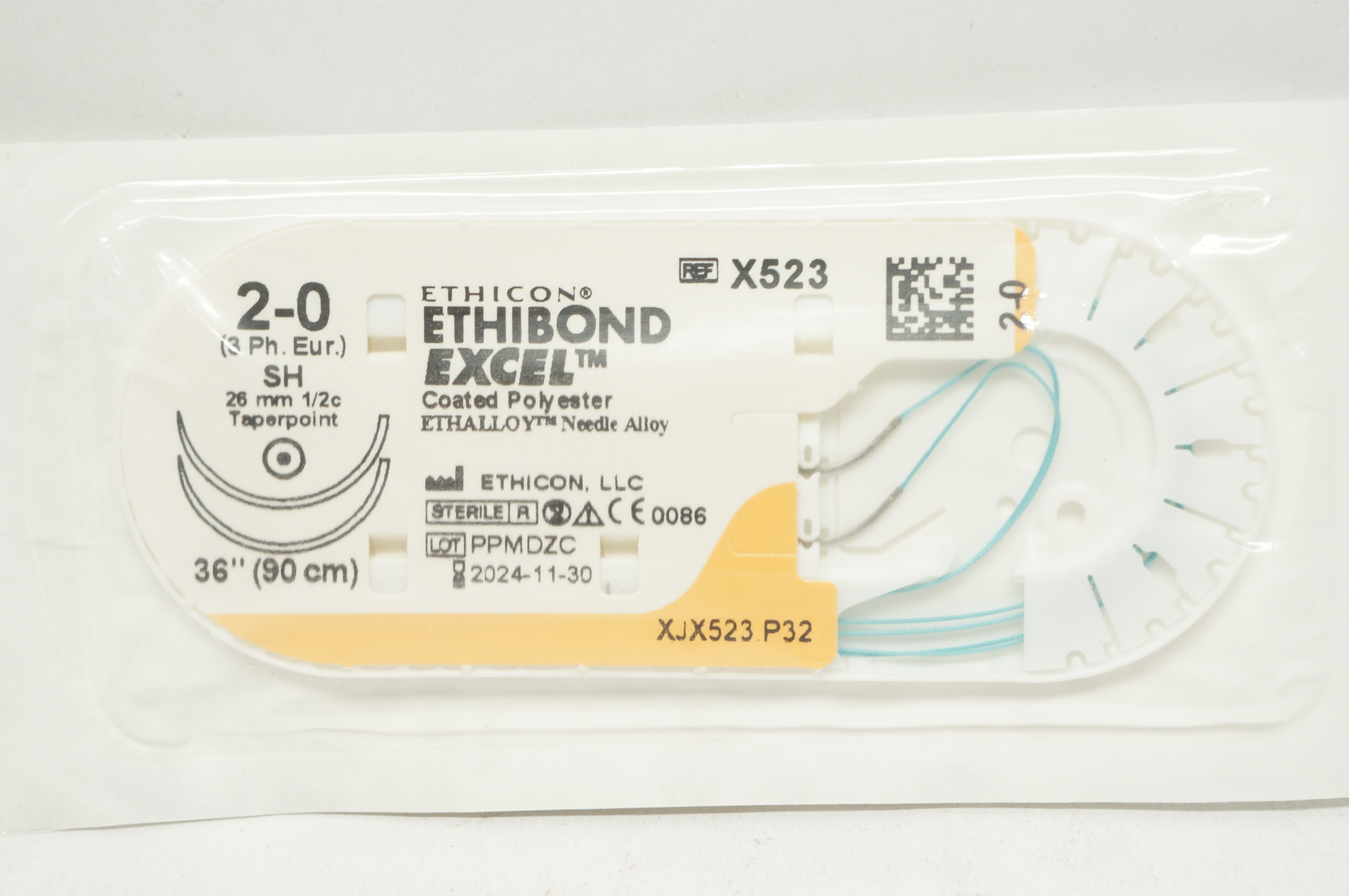 Ethicon X523 2-0 Ethibond Excel Surgical Stre SH 26mm 1/2c Taperpoint, 36inch