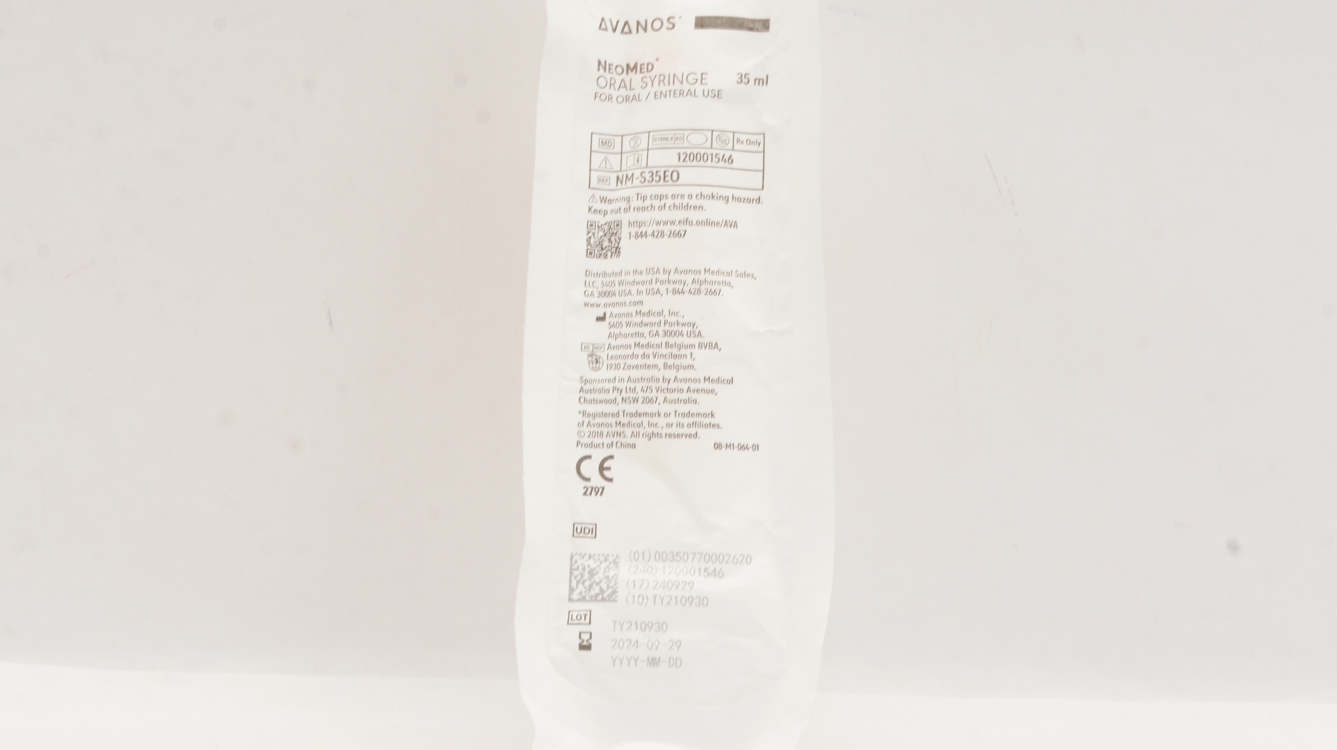 Avanos NM-S35EO NeoMed Oral Syringe for Oral/Enteral Use 35mL