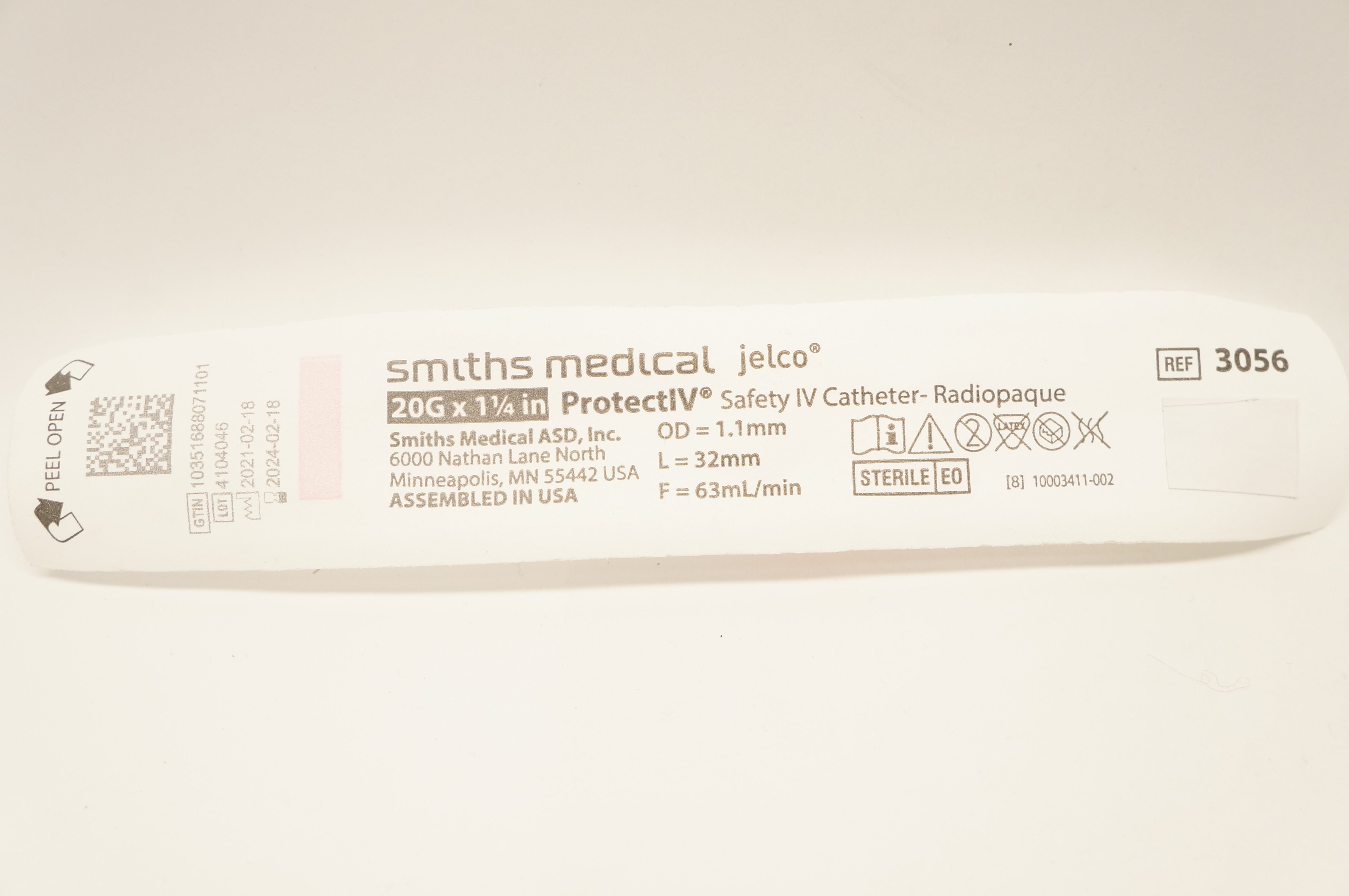 Smiths Medical 3056 JELCO ProtectIV Safety I.V. Cath. 20G x 1-1/4inch