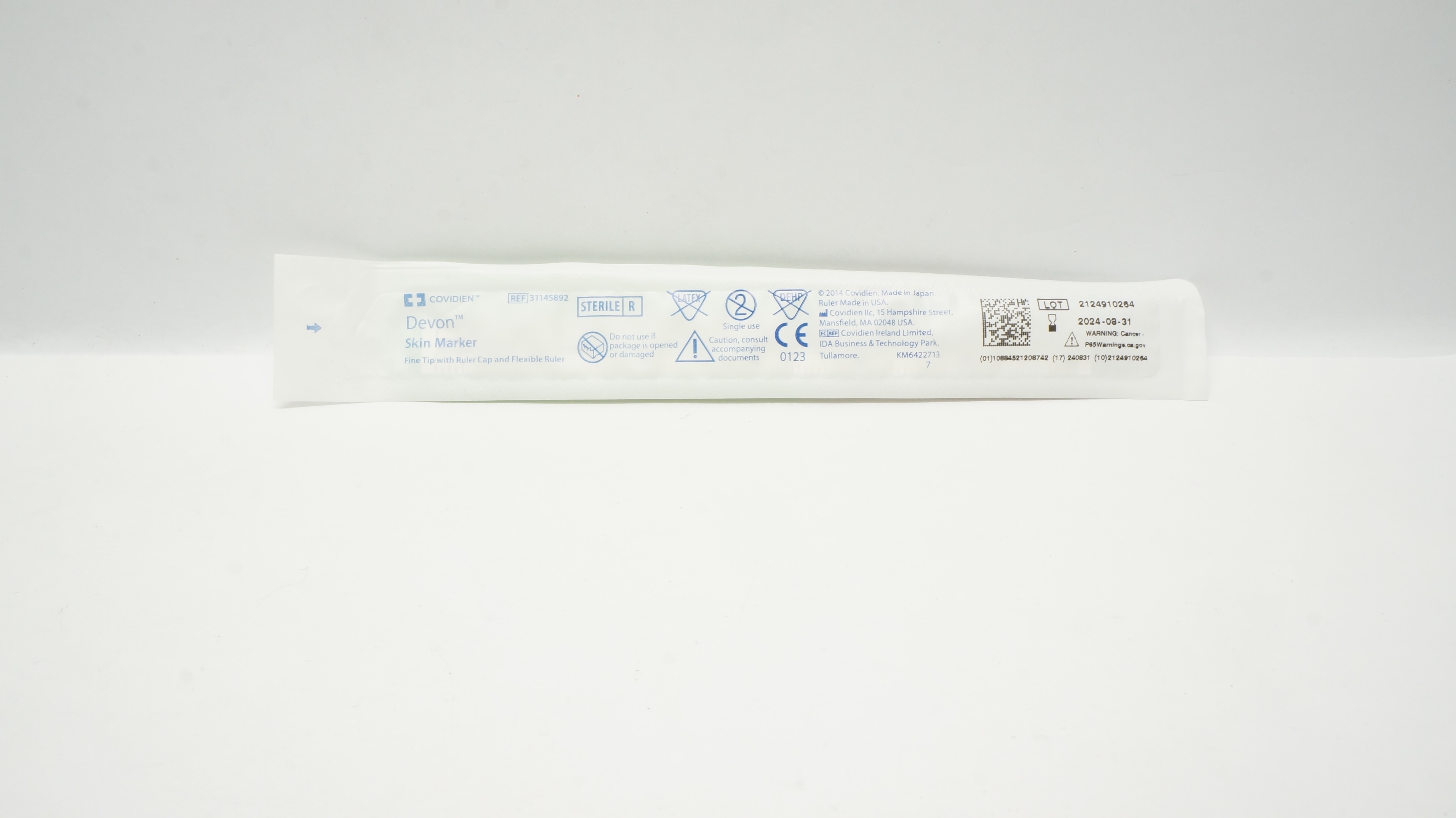 Covidien 31145892 Devon Skin Marker Fine Tip W/Ruler Cap & Flexible Ruler (x)
