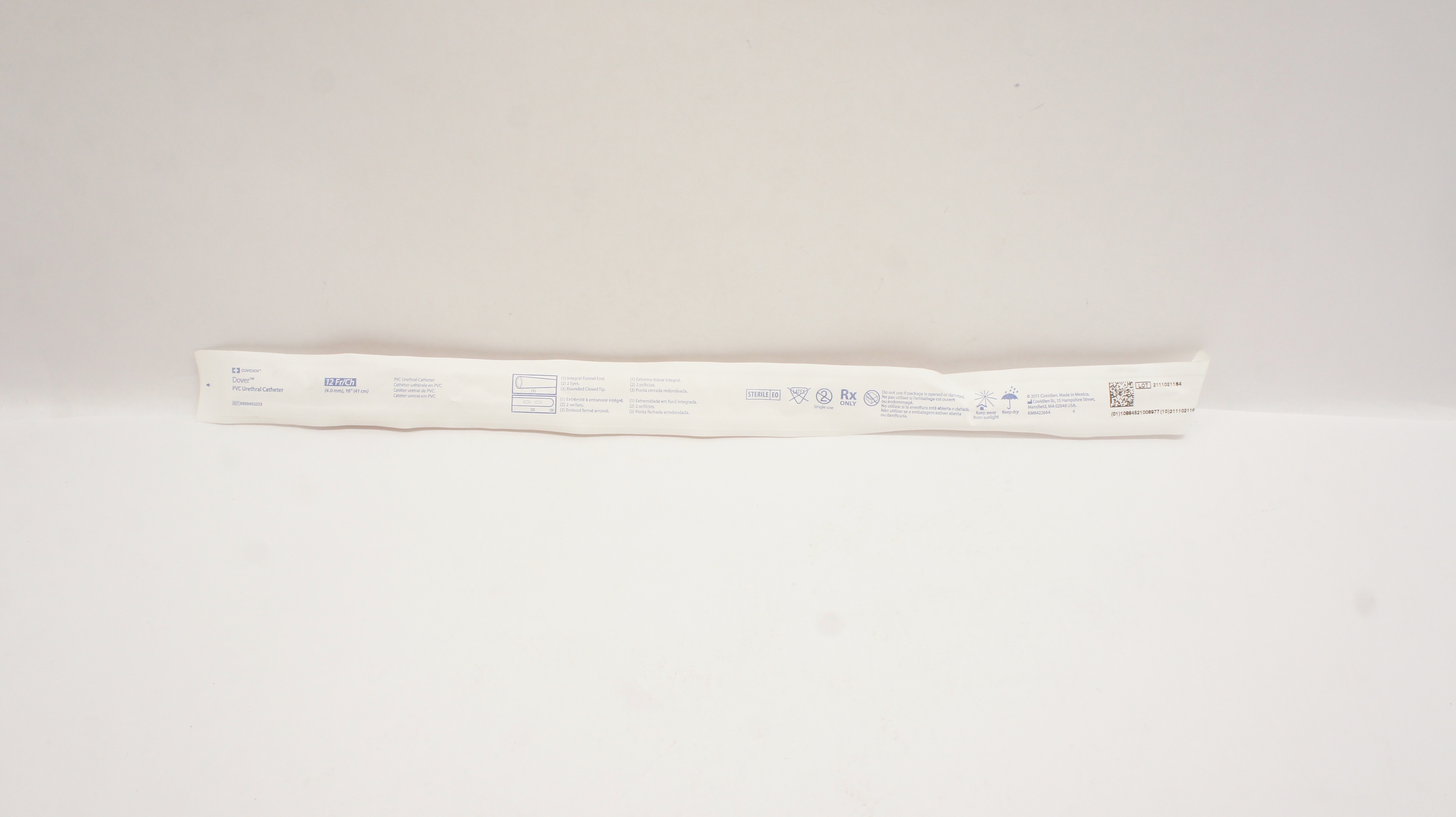 Covidien 8888492033 Dover PVC Urethral Cath. 12Fr/Ch x 16 inch