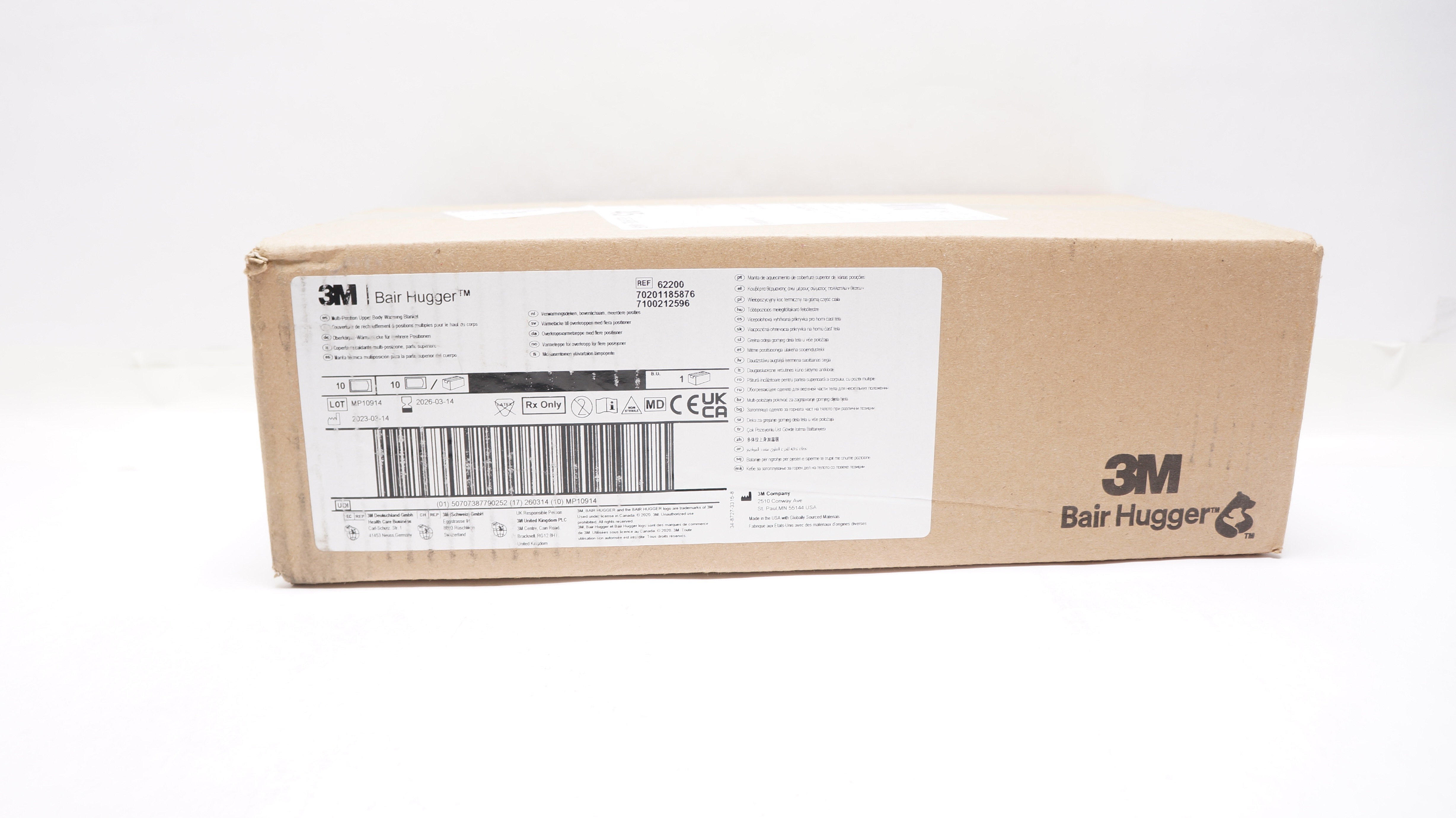 3M 62200 Bair Hugger Multi-Position Upper Body Warming Blanket - Box of 10