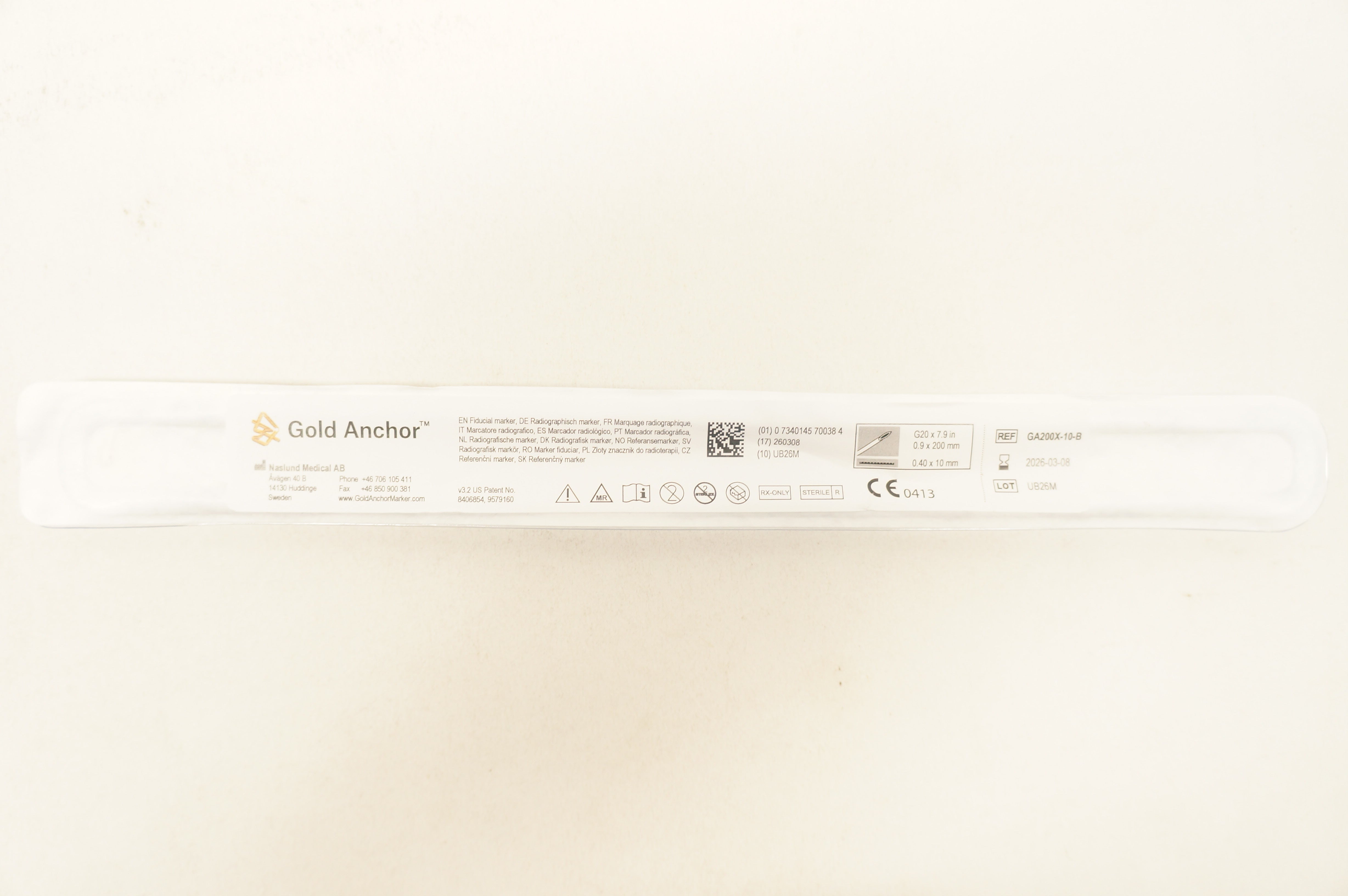 Naslund Medical AB GA200X-10-B Gold Anchor Fiducial Marker 20G x 7.9inch