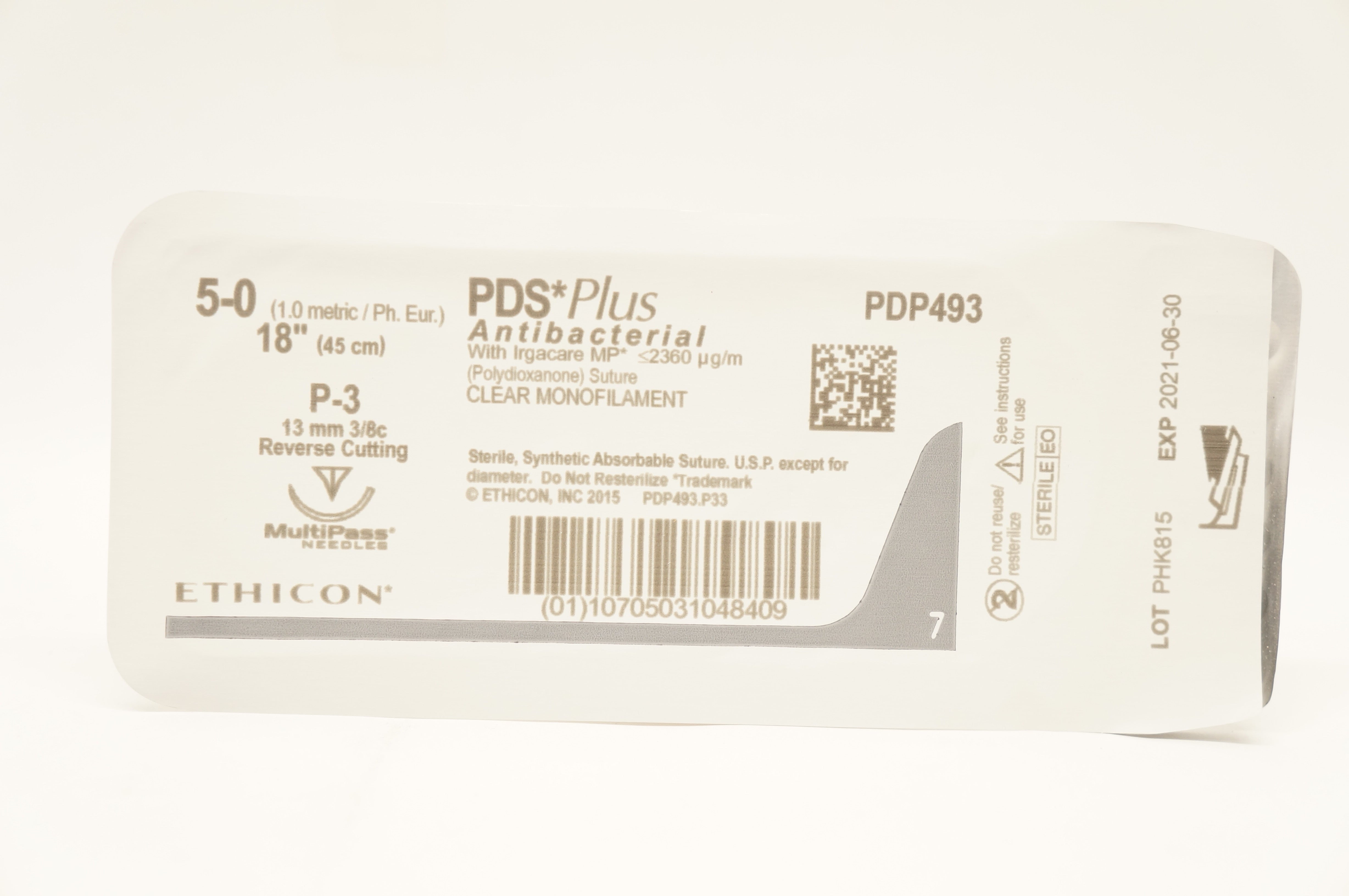 Ethicon PDP493 5-0 PDG Plus W/ Irgacare MP Stre P-3 13mm 3/8c MultiPass 18in.(x)