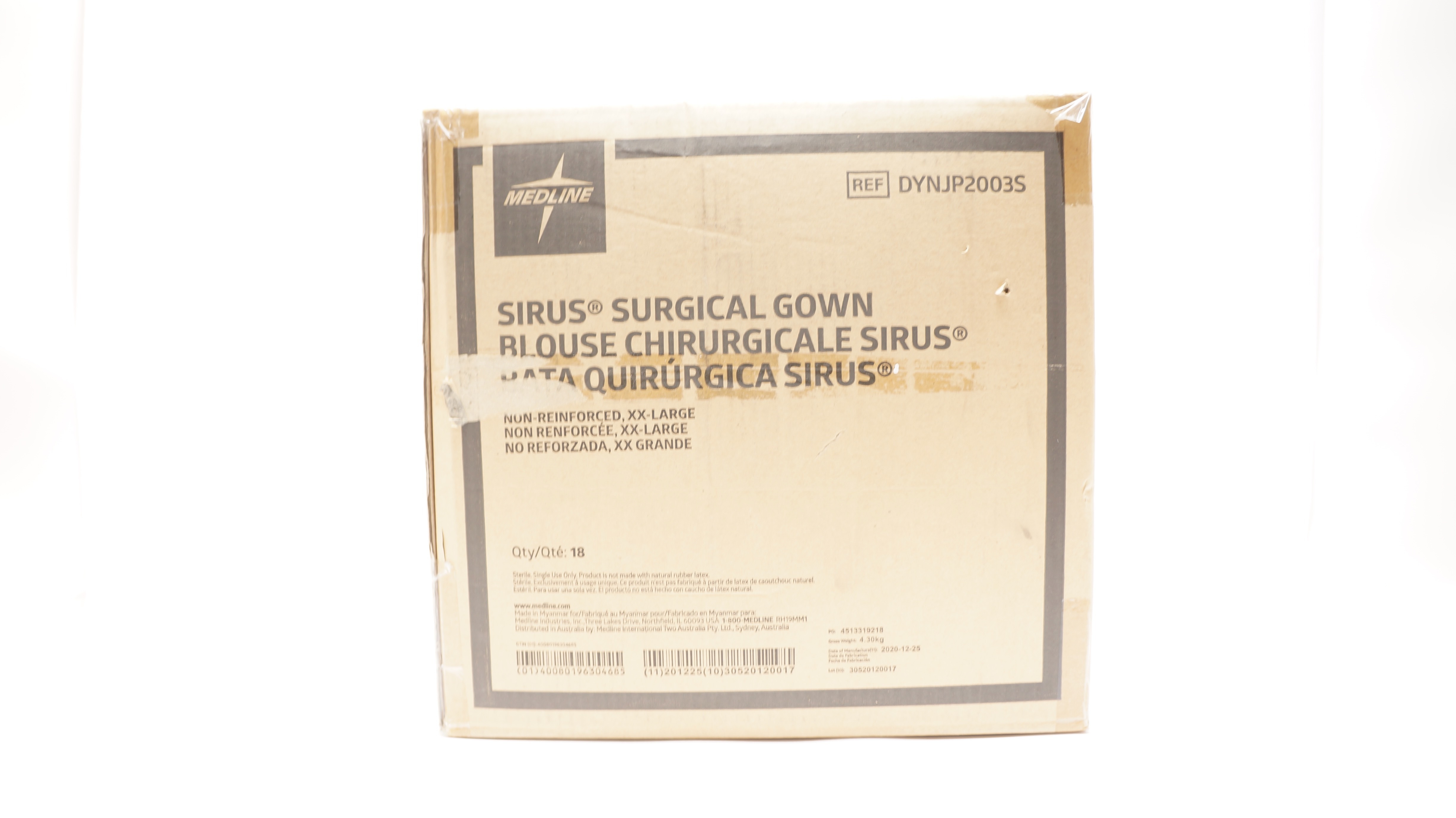 Medline DYNJP2003S Sirus Surgical Gown, XX-Large - Box of 18