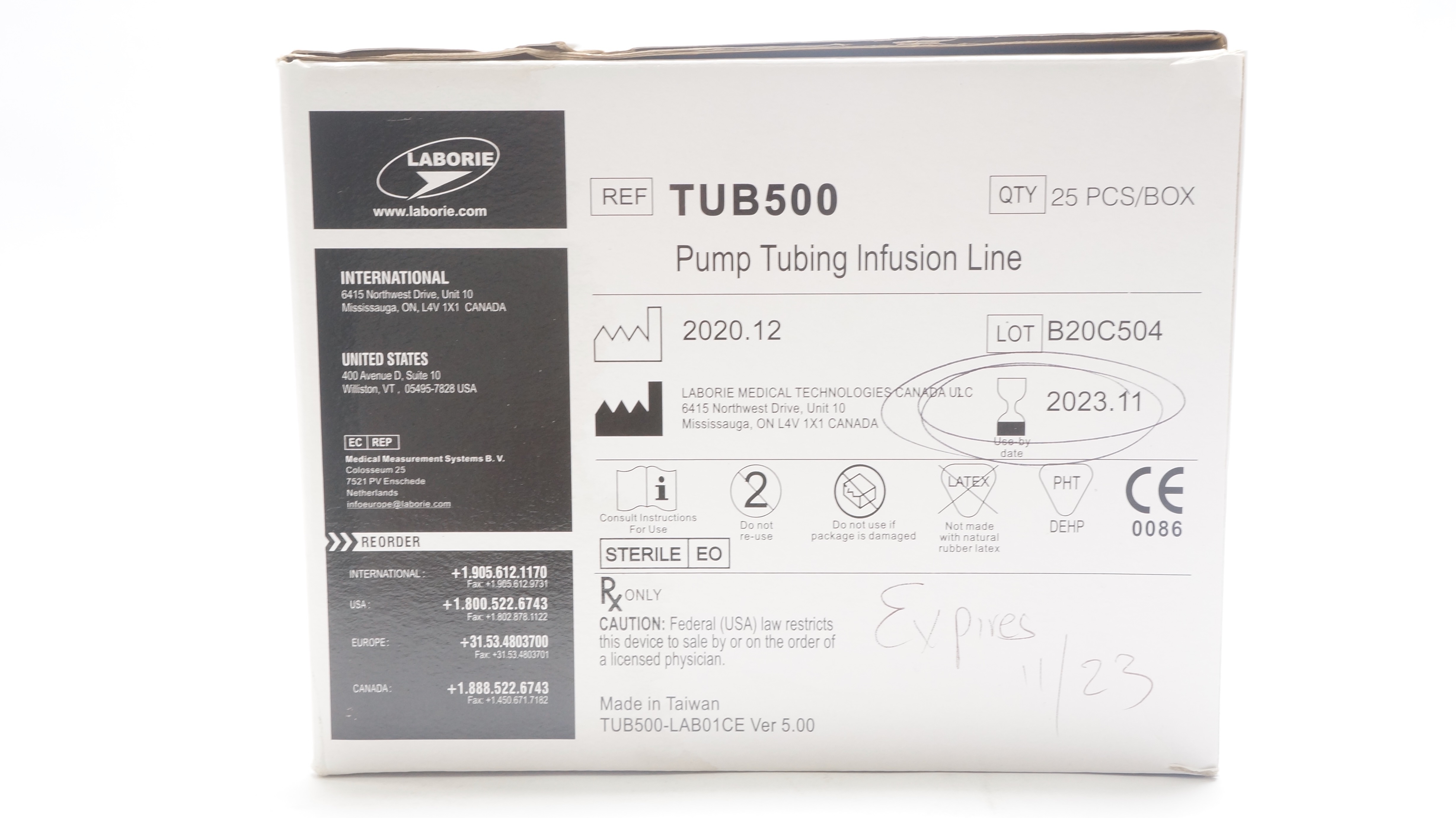 Laborie Medical TUB500 Pump Tubing Infusion Line (x) - Box of 25