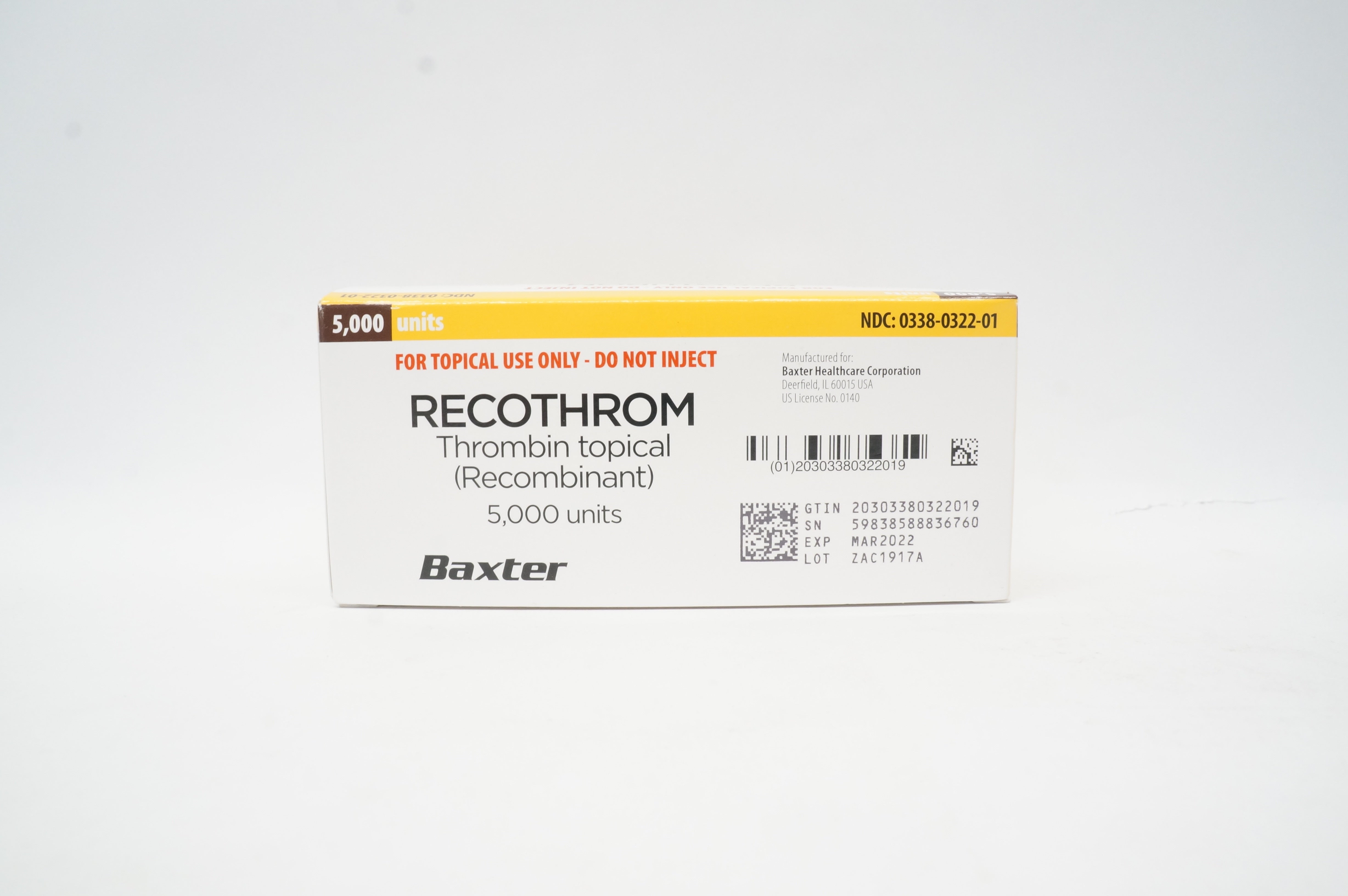 Baxter Recothrom Thrombin Topical (Recombinant) 5000 Units