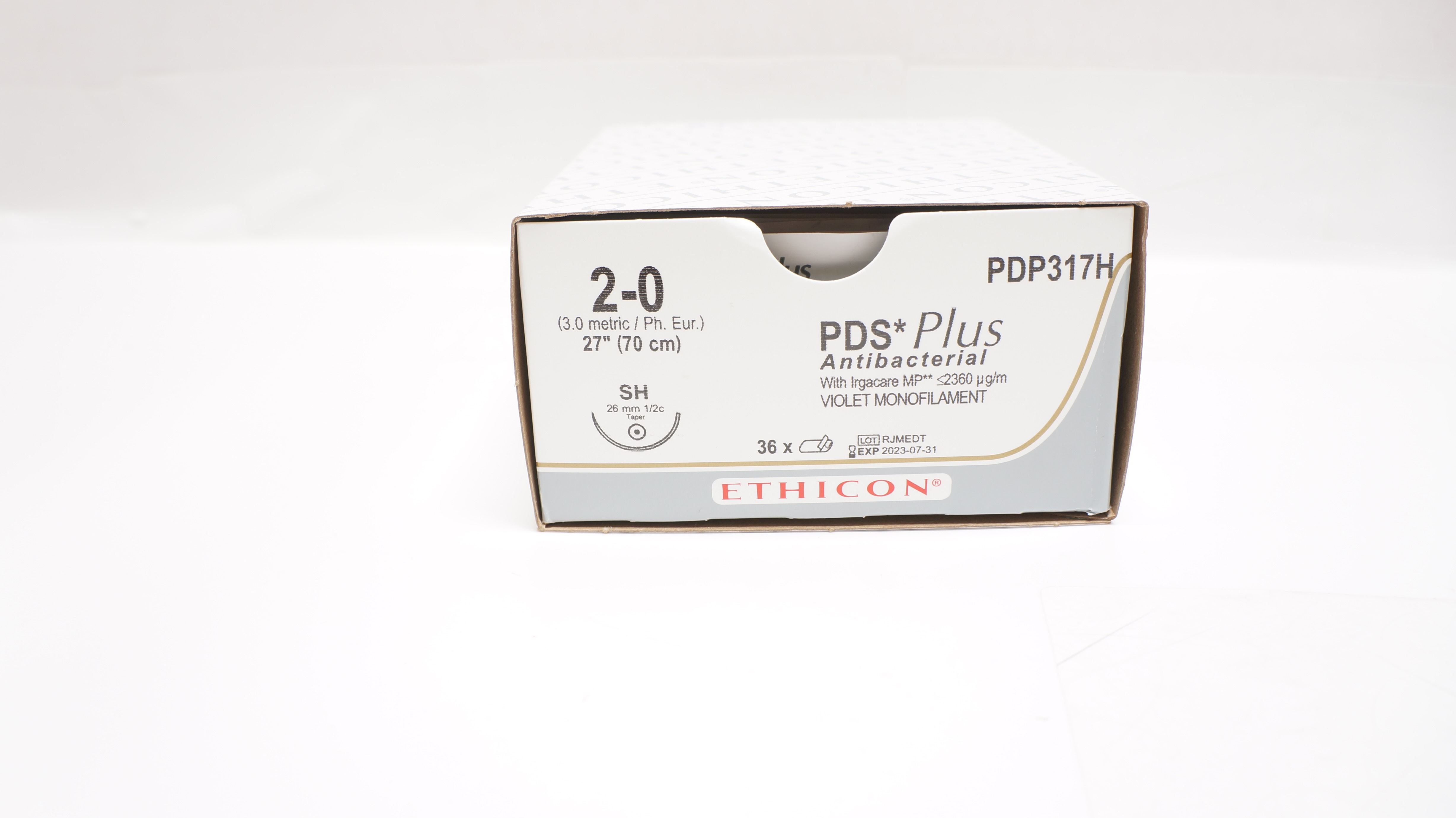 Ethicon PDP317H 2-0 PDS Plus, SH, Taper 26mm 1/2c, 27inch (x) - Box of 34