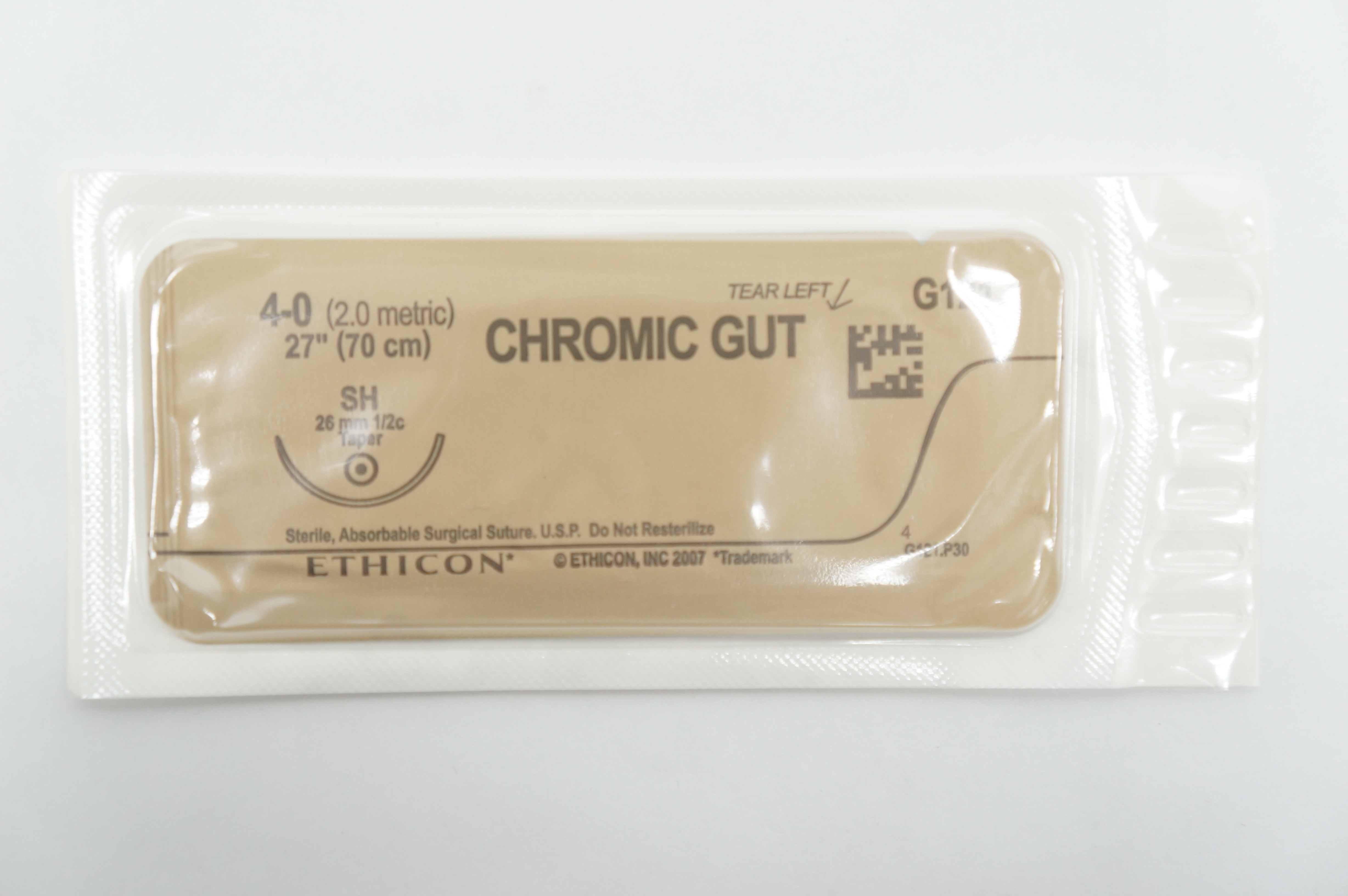 Ethicon G121 4-0 CHROMIC GUT, SH, 26mm 1/2c Taper, 27inch (x)