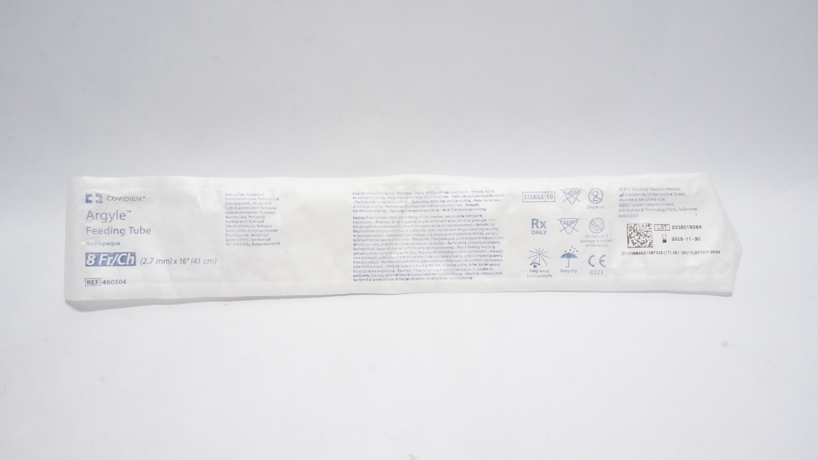 Covidien 460604 Argyle Feeding Tube 8 Fr/Ch 16 in Radiopaque
