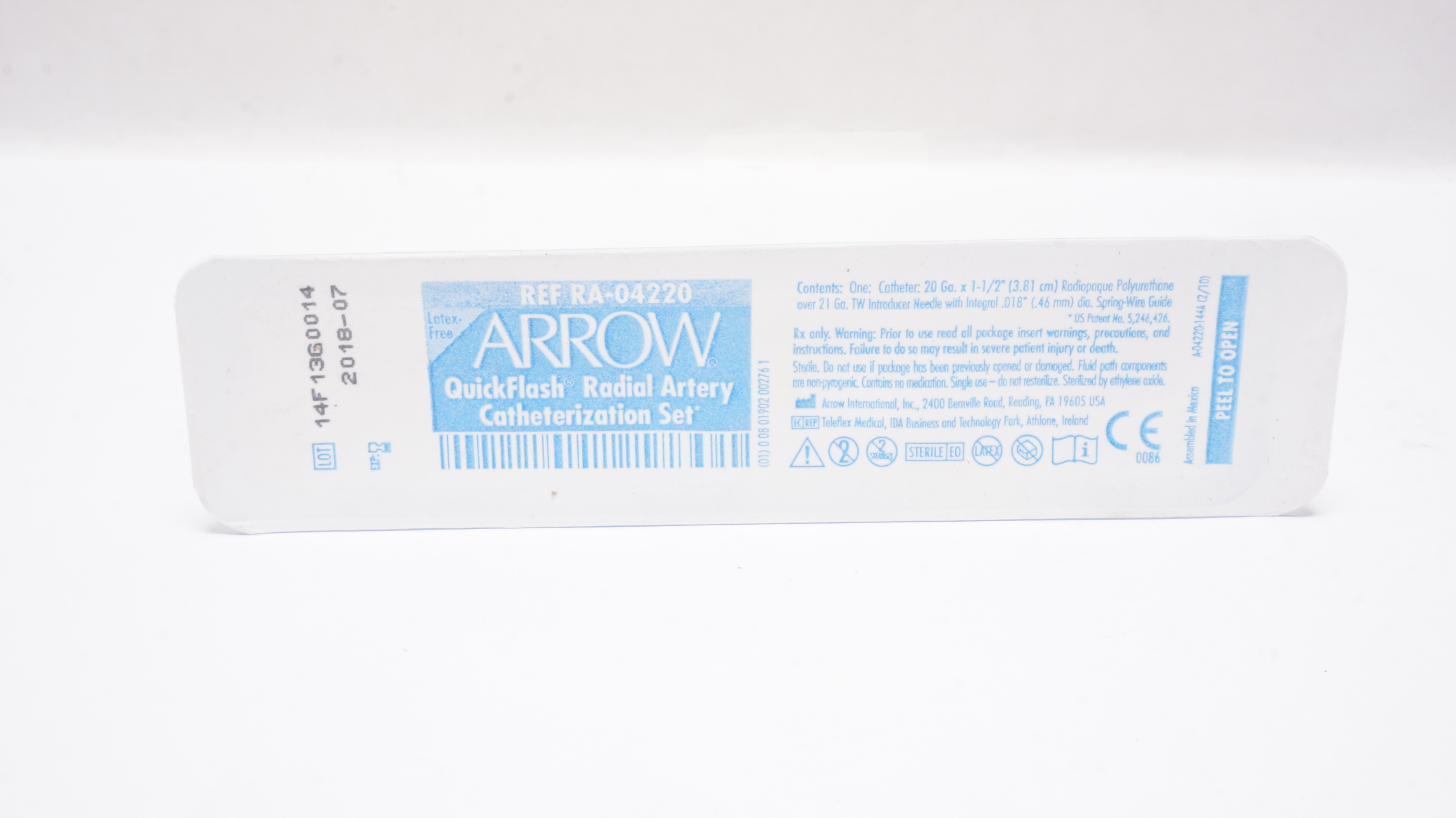 Arrow RA-04220 QuickFlash Radial Artery Catheterization Set 20Ga - 1-1/2inch (x)