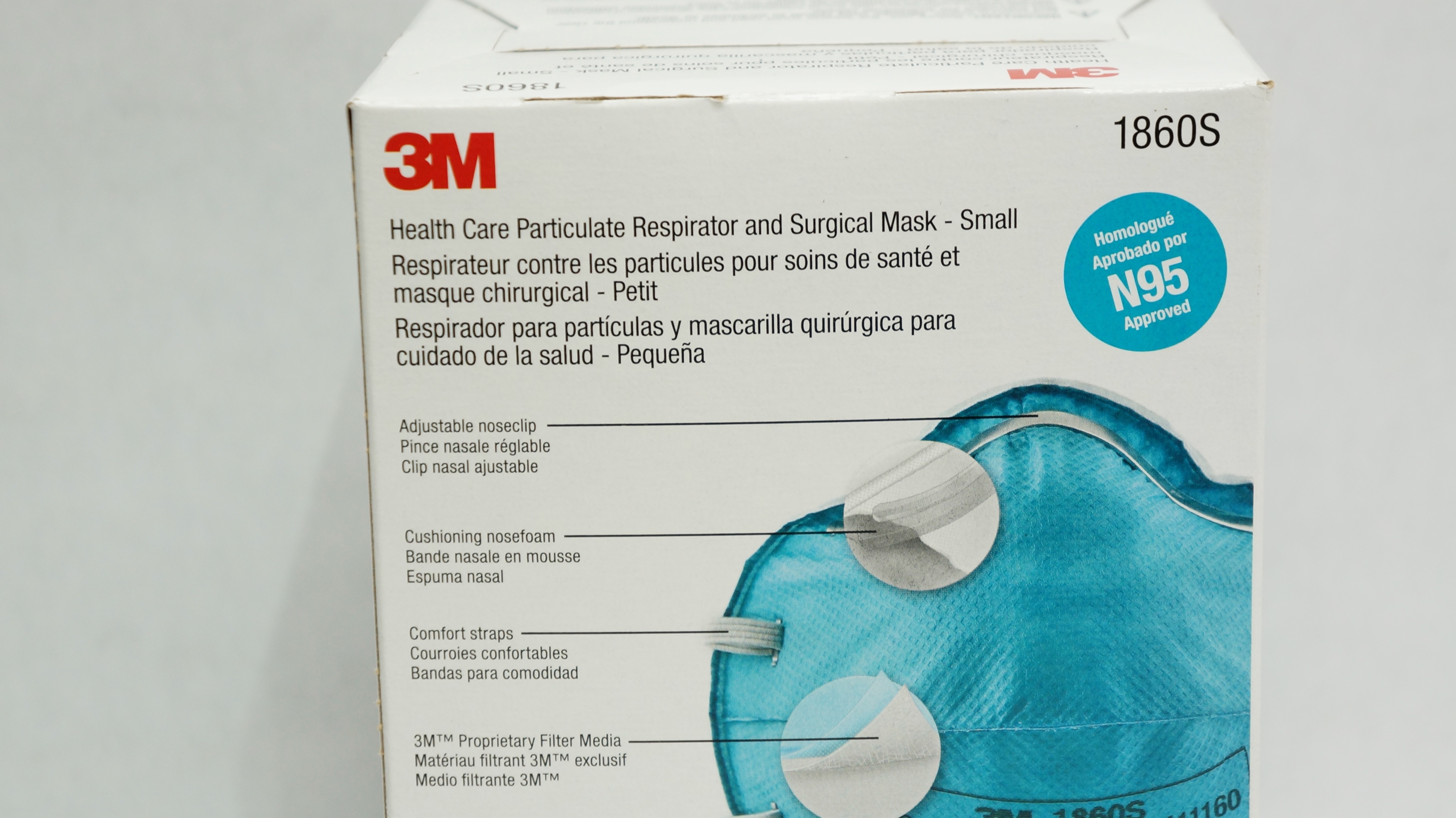 3M 1860S Health Care Particulate Respirator and Surgical Mask Small - Box of 20