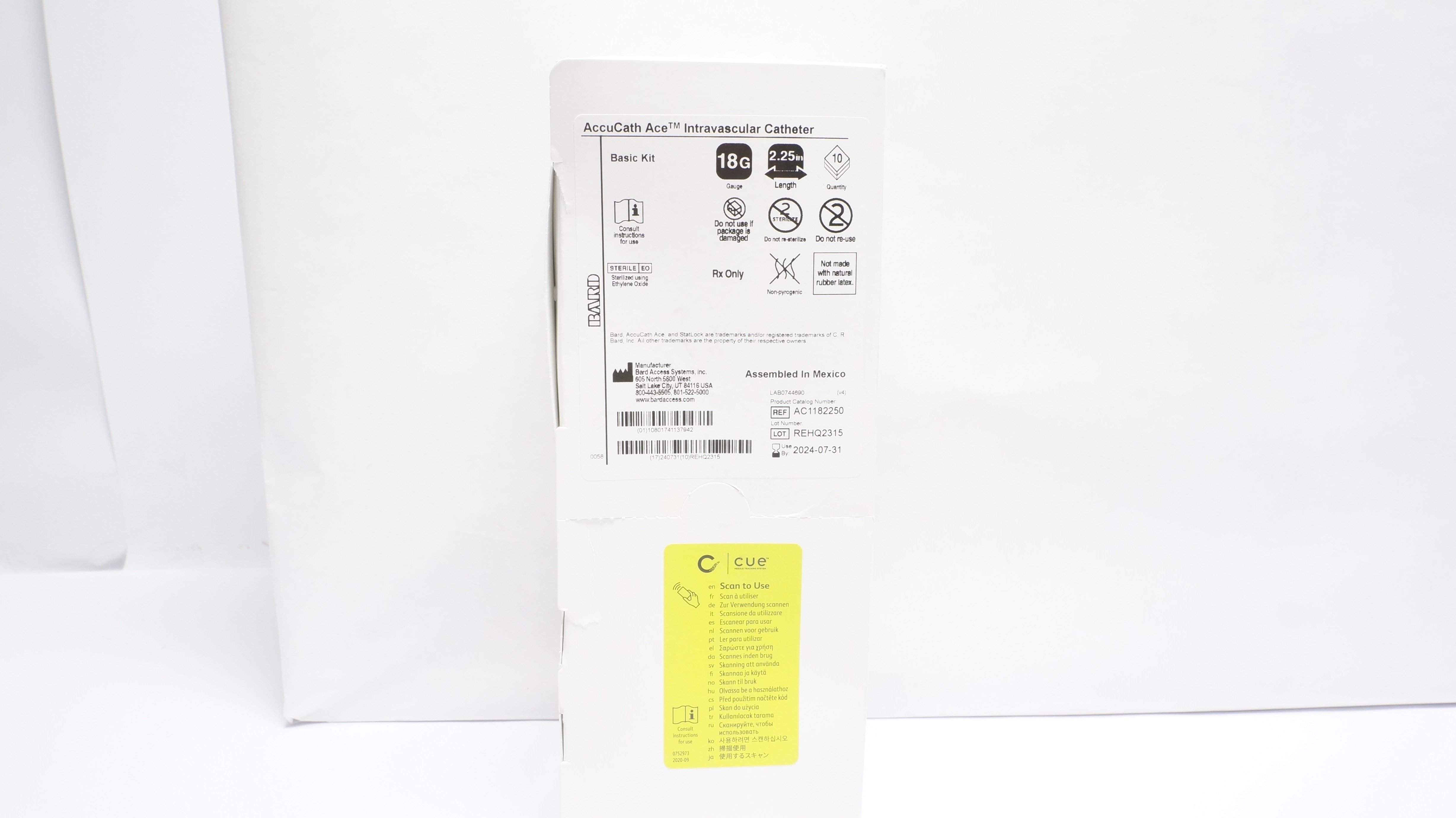 Bard AC1182250 AccuCath Ace Intravascular Catheter 18G (x) - Box of 9