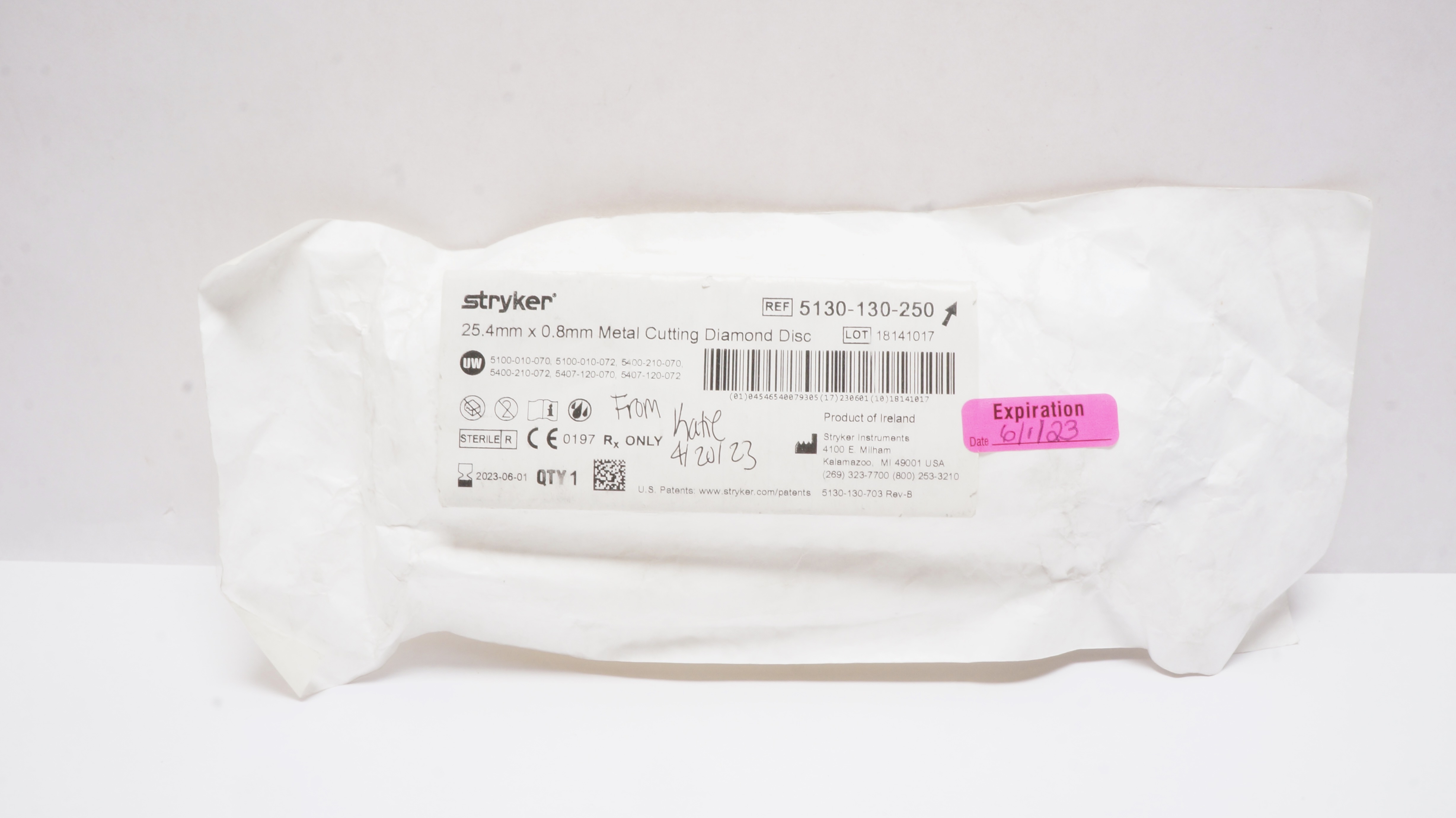 Stryker 5130-130-250 25.4mm x 0.8mm Metal Cutting Diamond Disc (x)