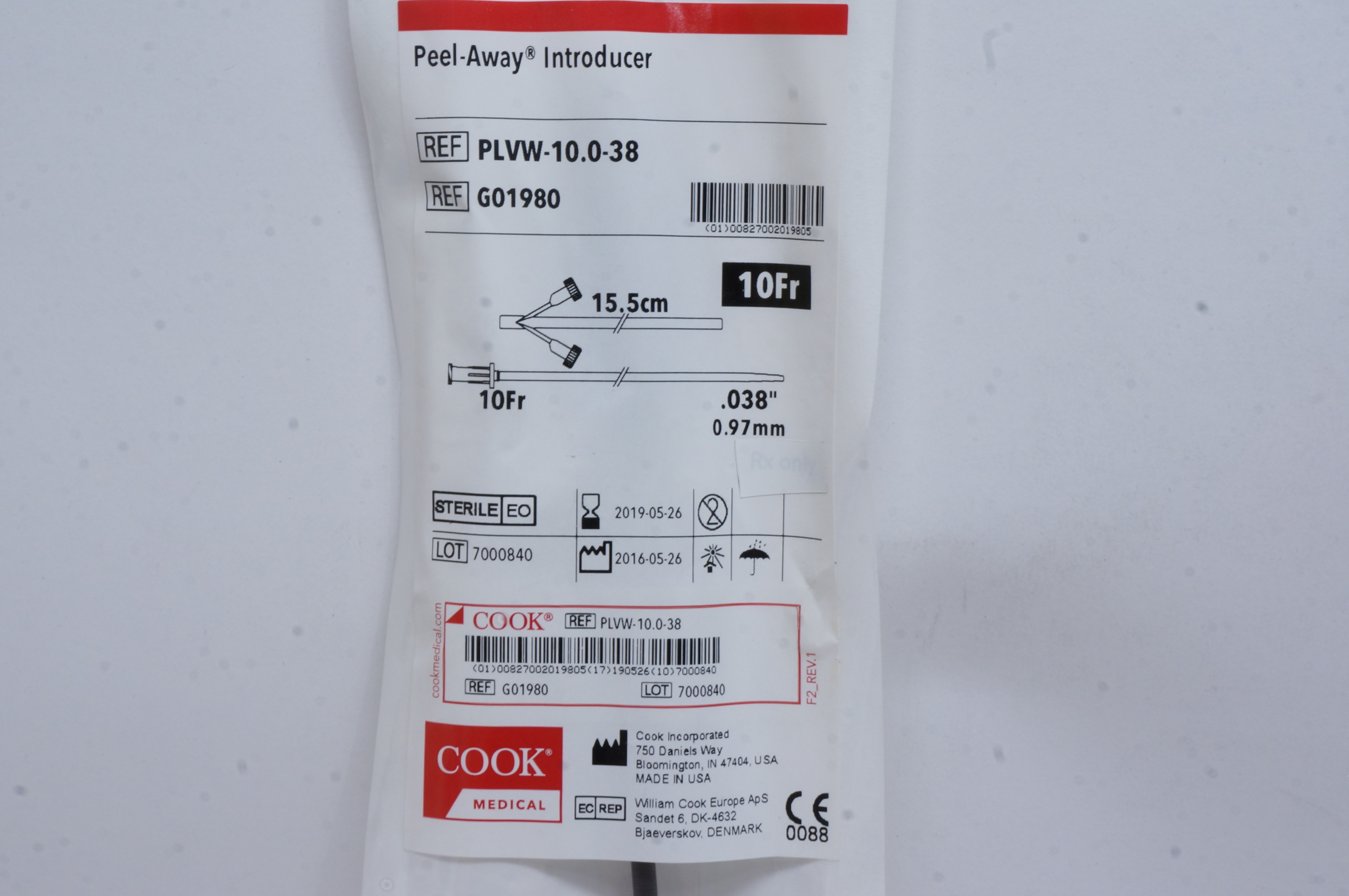 Cook Medical G01980 Peel-Away Introducer 10Fr. x 15.5cm (x)