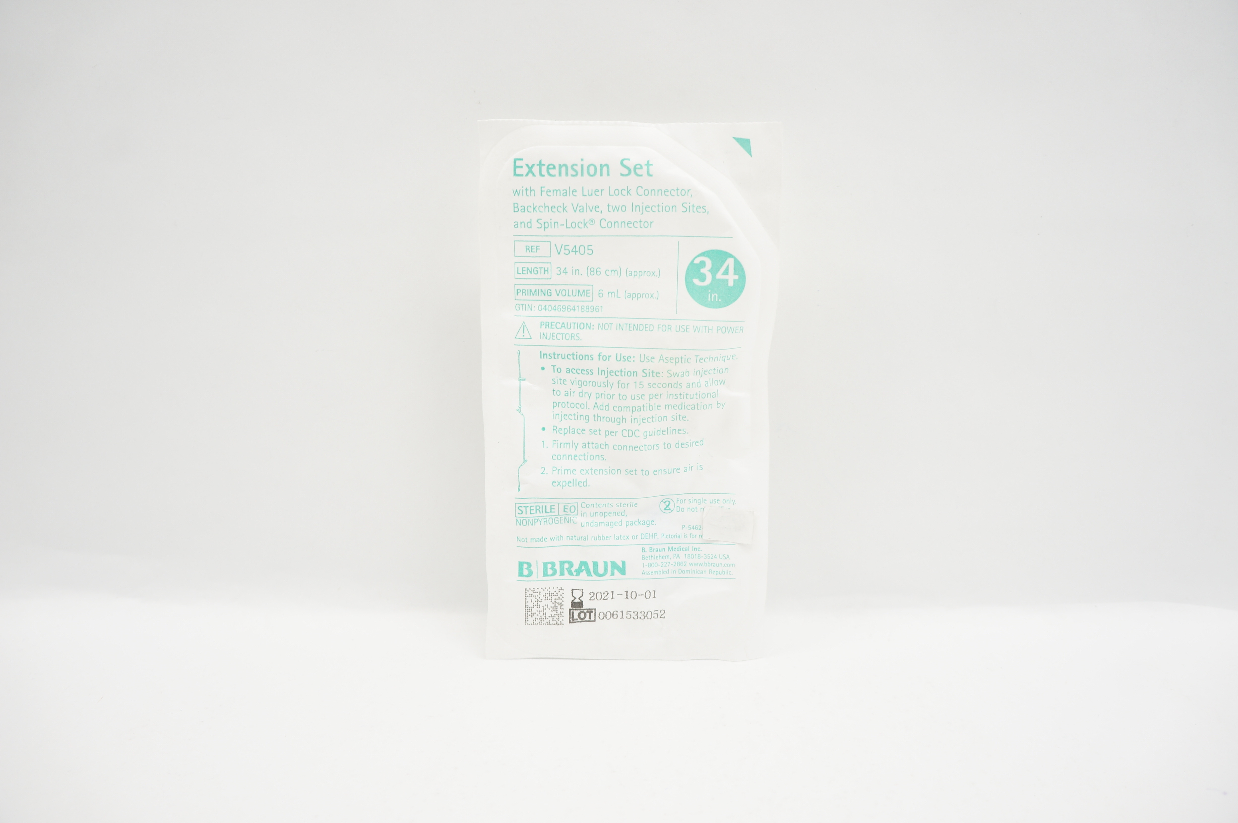 Braun V5405 Extension Set with Female Luer Lock Connector 34inch x 6mL (x)