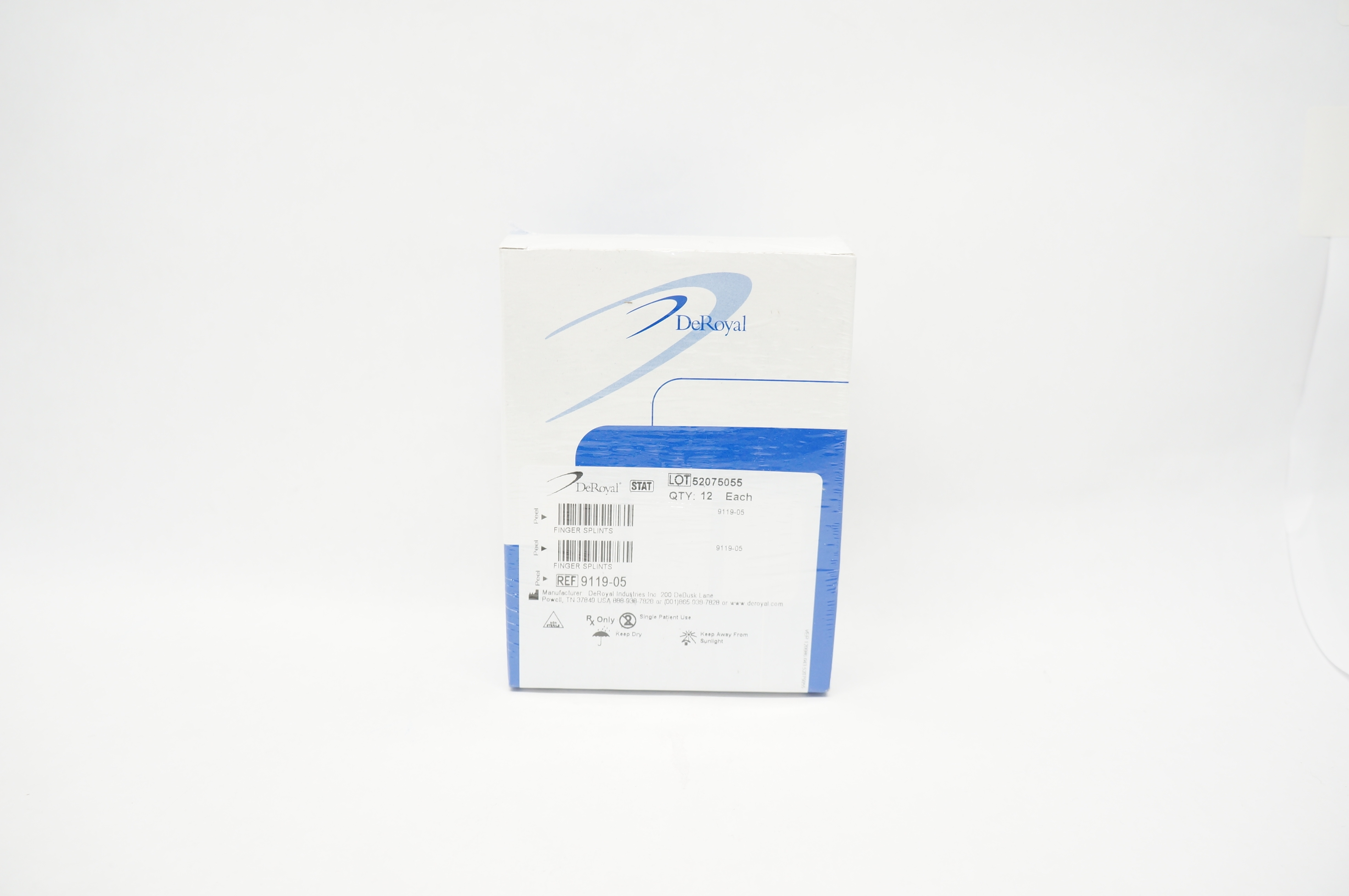 DeRoyal 9119-05 Finger Splints Plastalume W/Circ. BS 3-1/4inch - Box of 12