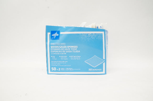 Medline NON21420 Woven Gauze Sponges 8-Ply 2 inch x 2 inch - Pack of 100