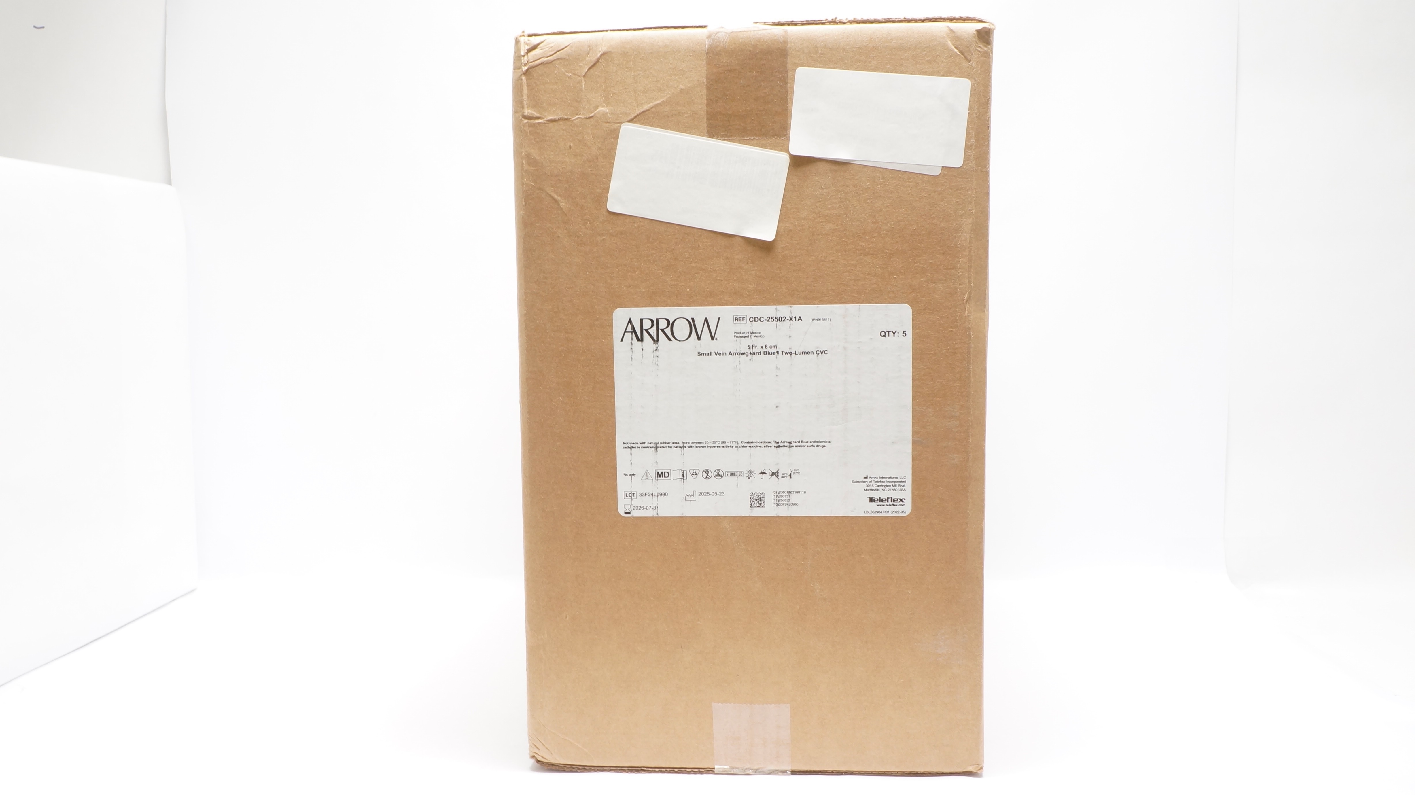 Arrow CDC-25502-X1A ARROWgard Blue Pediatric Two-Lumen CVC Kit 4Fr - Case of 5