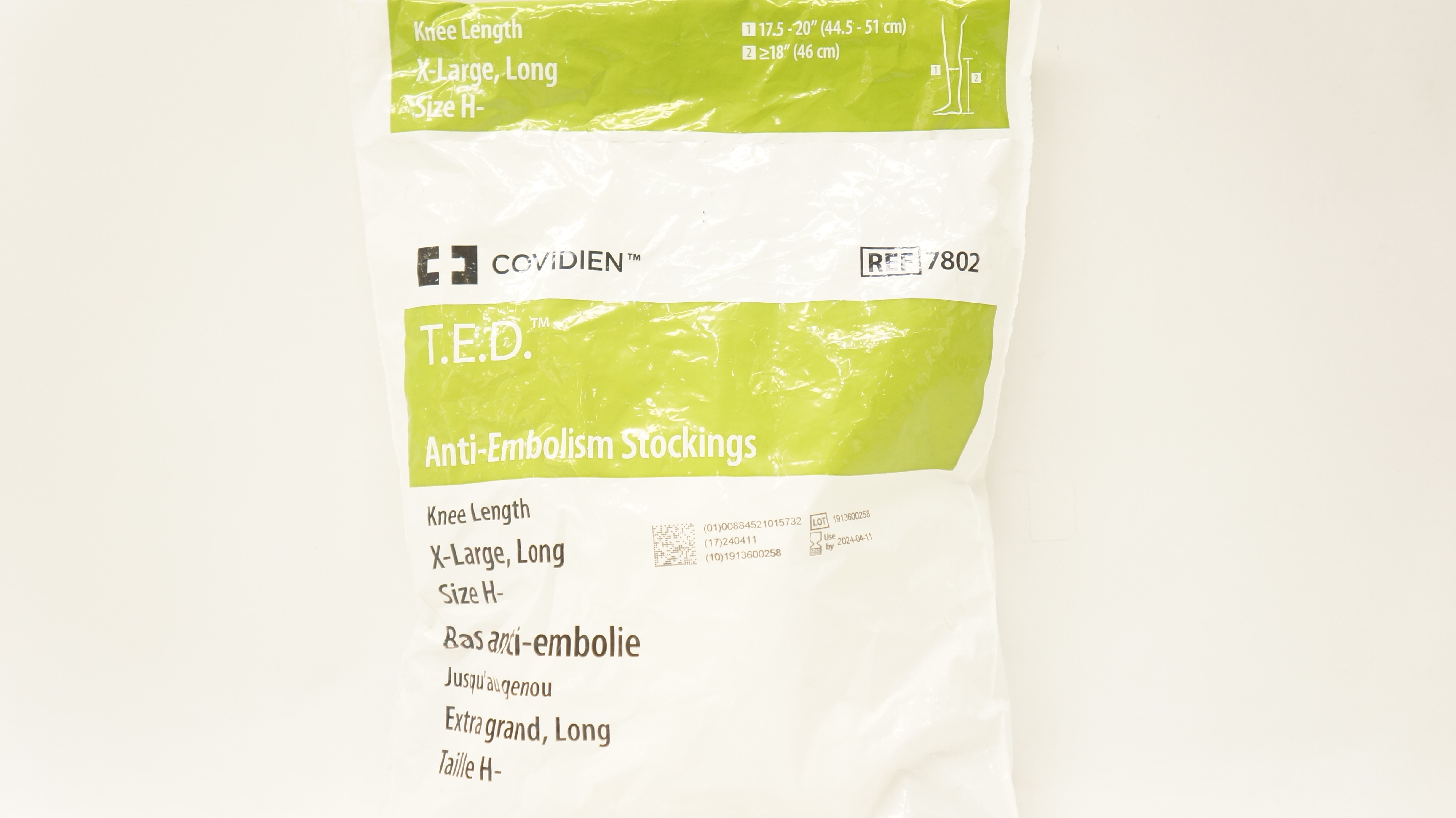 Covidien 7802 T.E.D. Anti-Embolism Stockings X-Large Long H