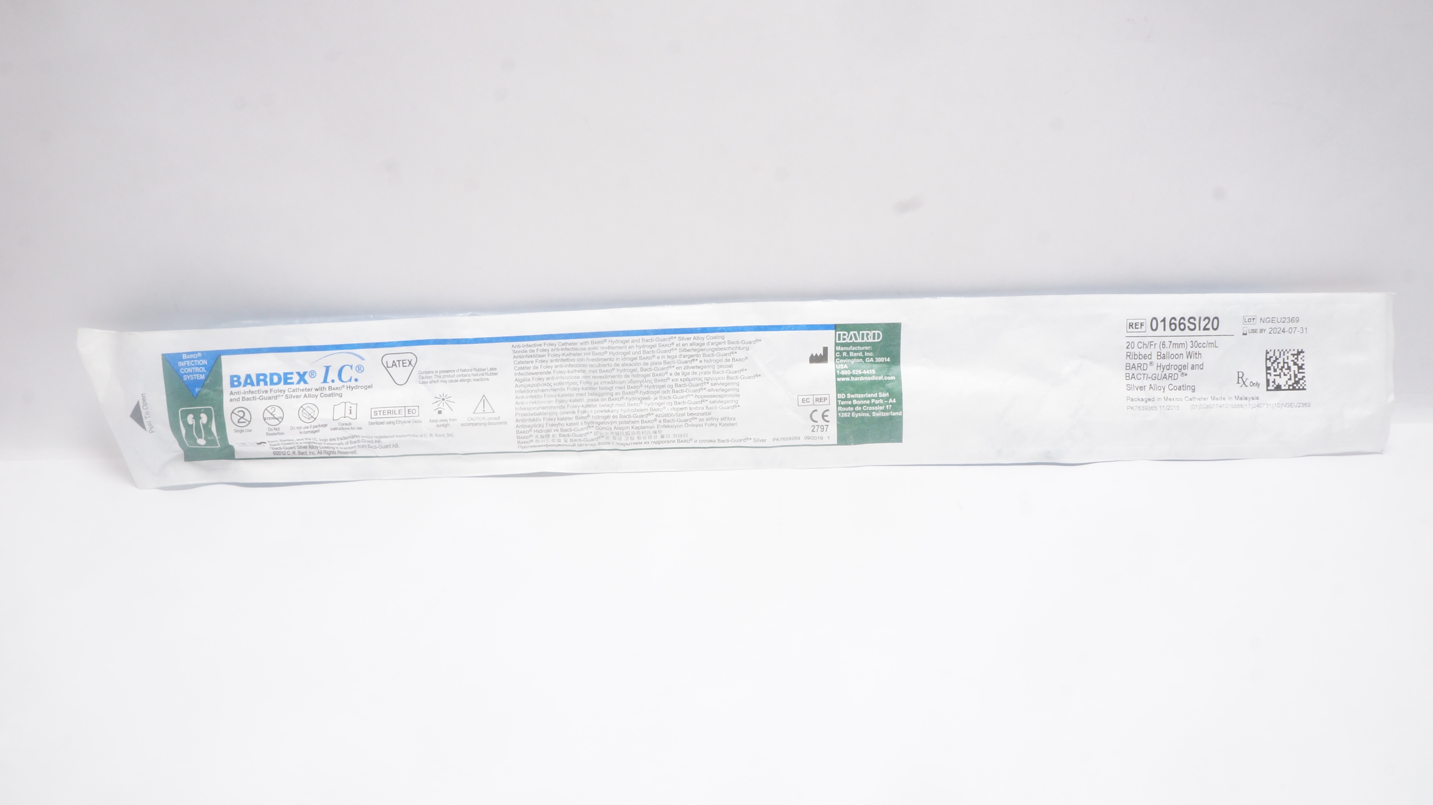 Bard 0166SI20 BARDEX Infection Control Foley Cath. 20Fr. 30 cc