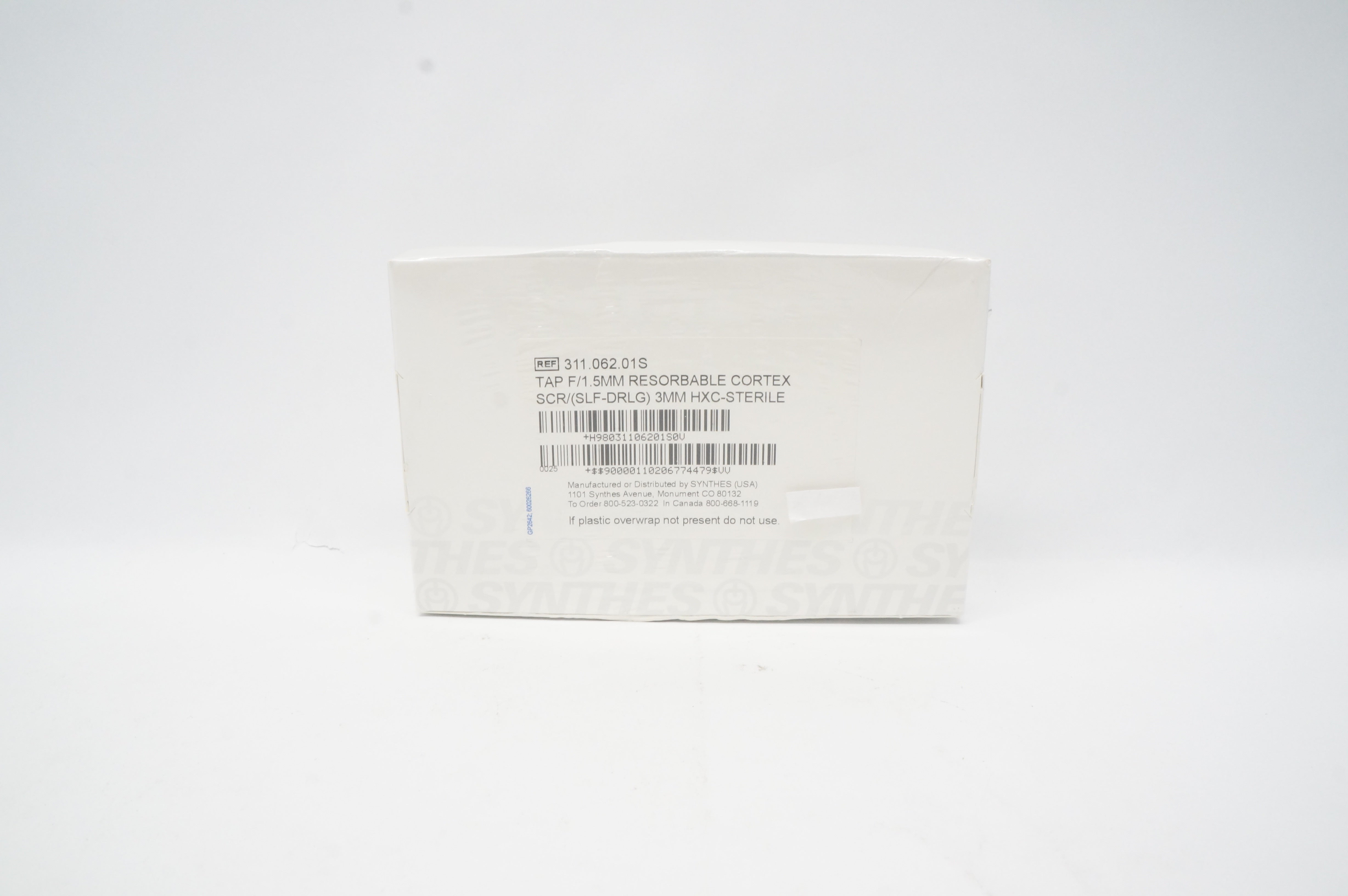 Synthes 311.062.01S Tap F/1.5mm Resorbable Cortex SCR 3mm HXC-Sterile (x)