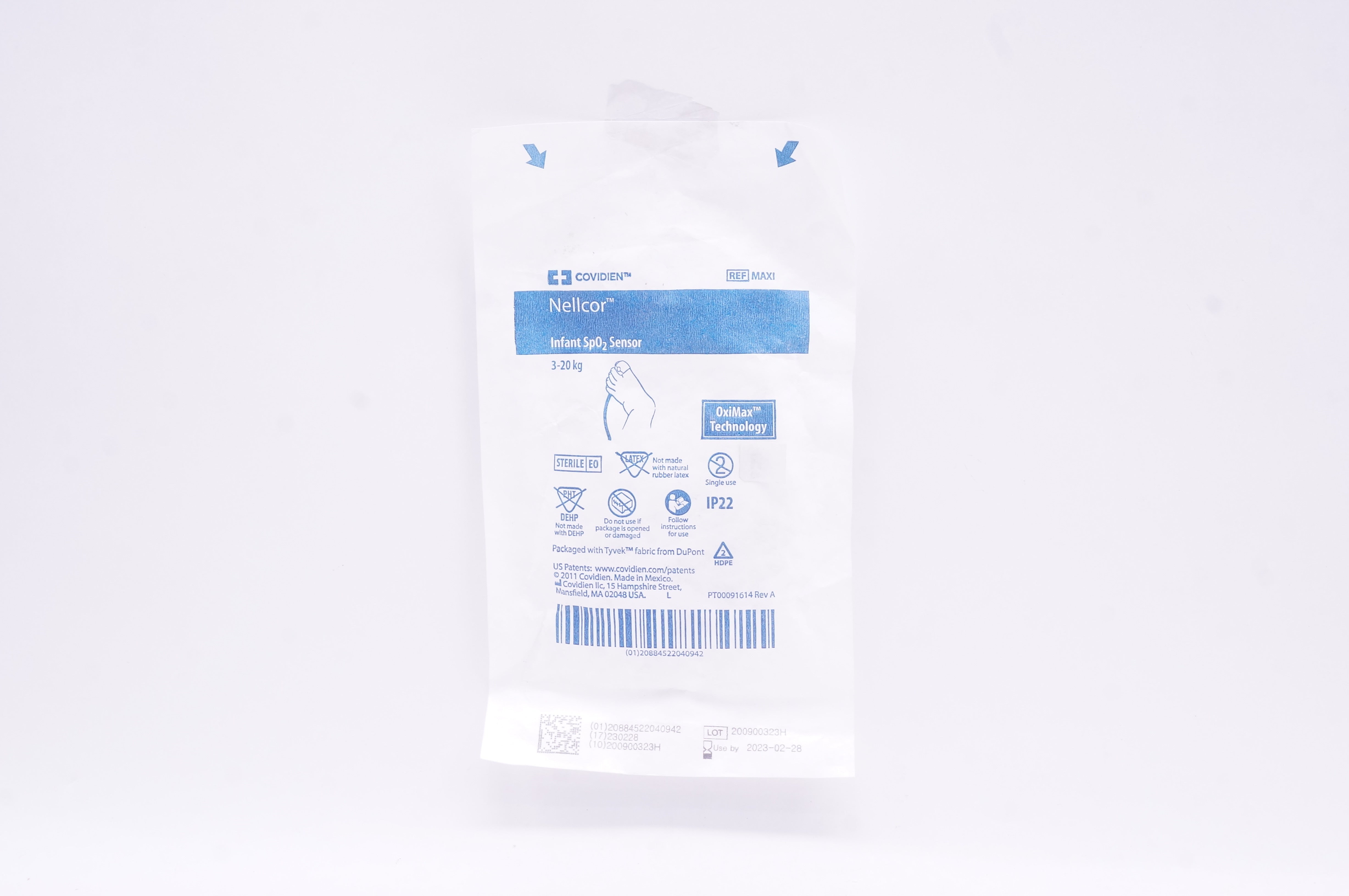 Covidien MAXI Nellcor Infant SpO2 Sensor OxiMax Technology 3-20kg