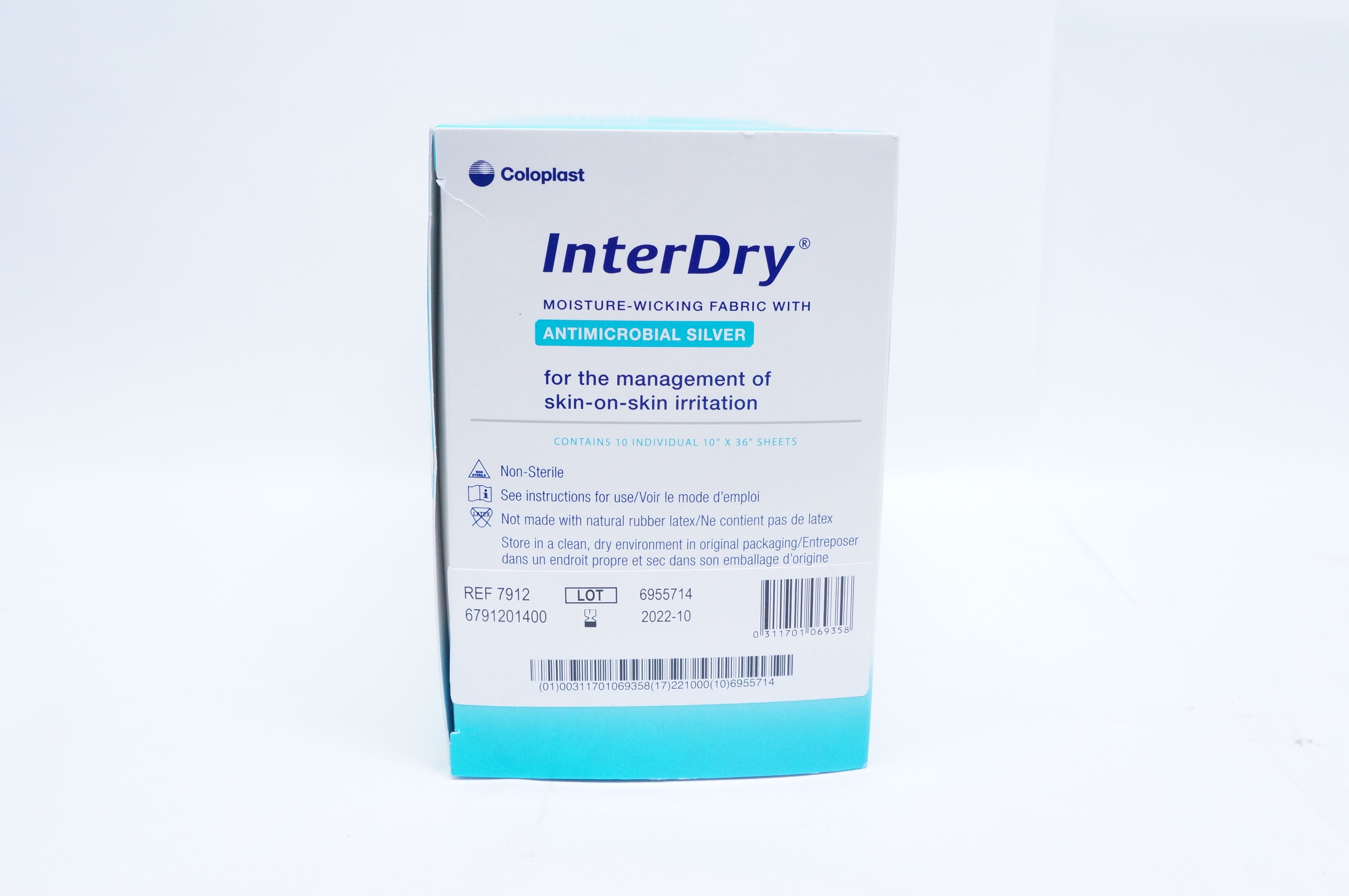 Coloplast 7912 Inter Dry Antimicrobial Sillver for the  Managment  -Box of 10